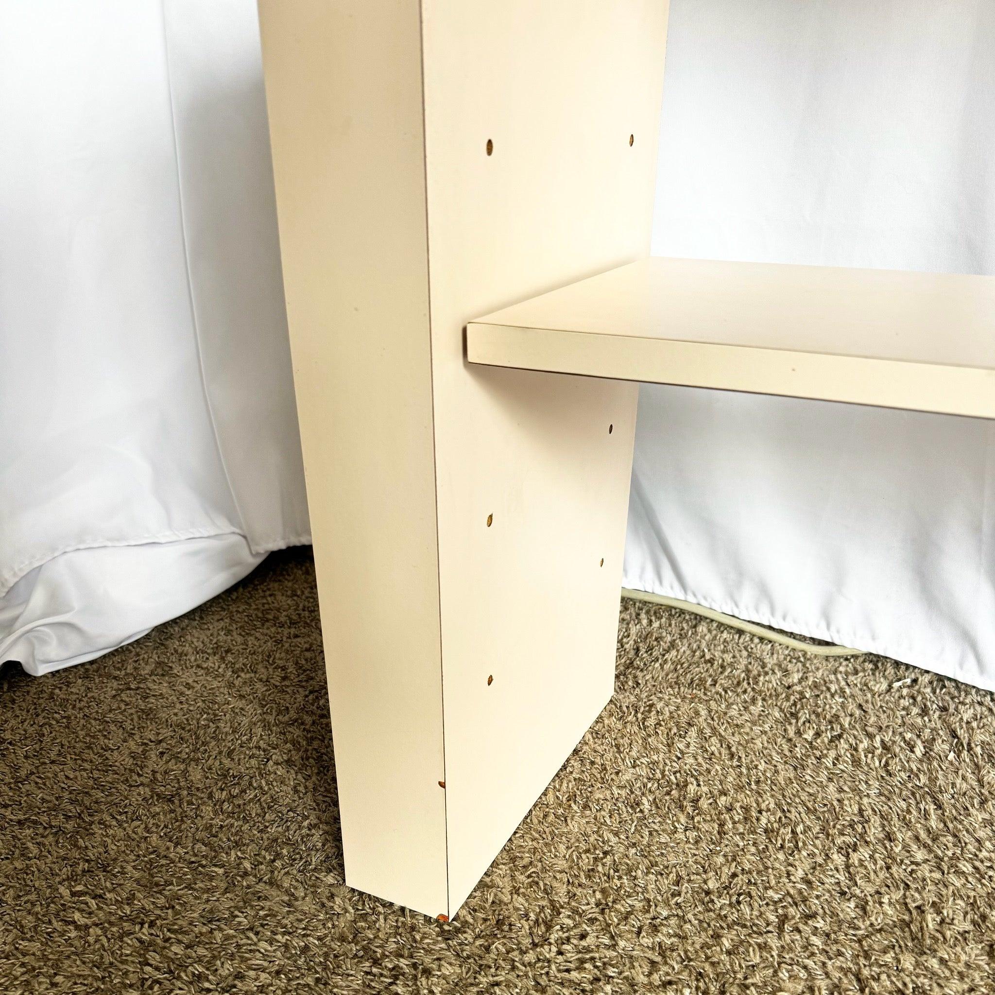 Postmodern Light Pink Laminate Waterfall Console With Adjustable Shelf For Sale 2