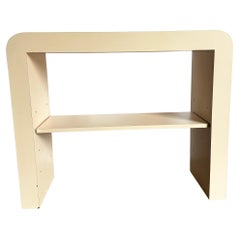 Postmodern Light Pink Laminate Waterfall Console With Adjustable Shelf