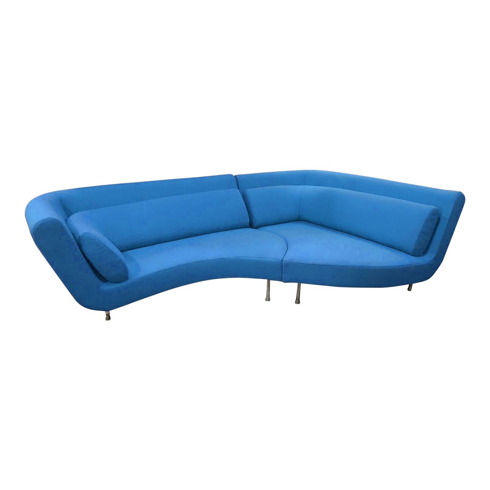 Post-Modern Postmodern Ligne Roset Yang Modular Sofa Sectional, 3 Sections, Cerulean Blue