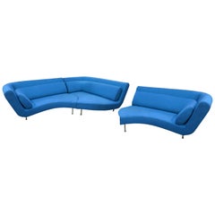 Used Postmodern Ligne Roset Yang Modular Sofa Sectional, 3 Sections, Cerulean Blue