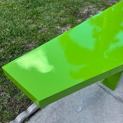 Postmodern Lime Green Lacquer Laminate and Lucite Console Table