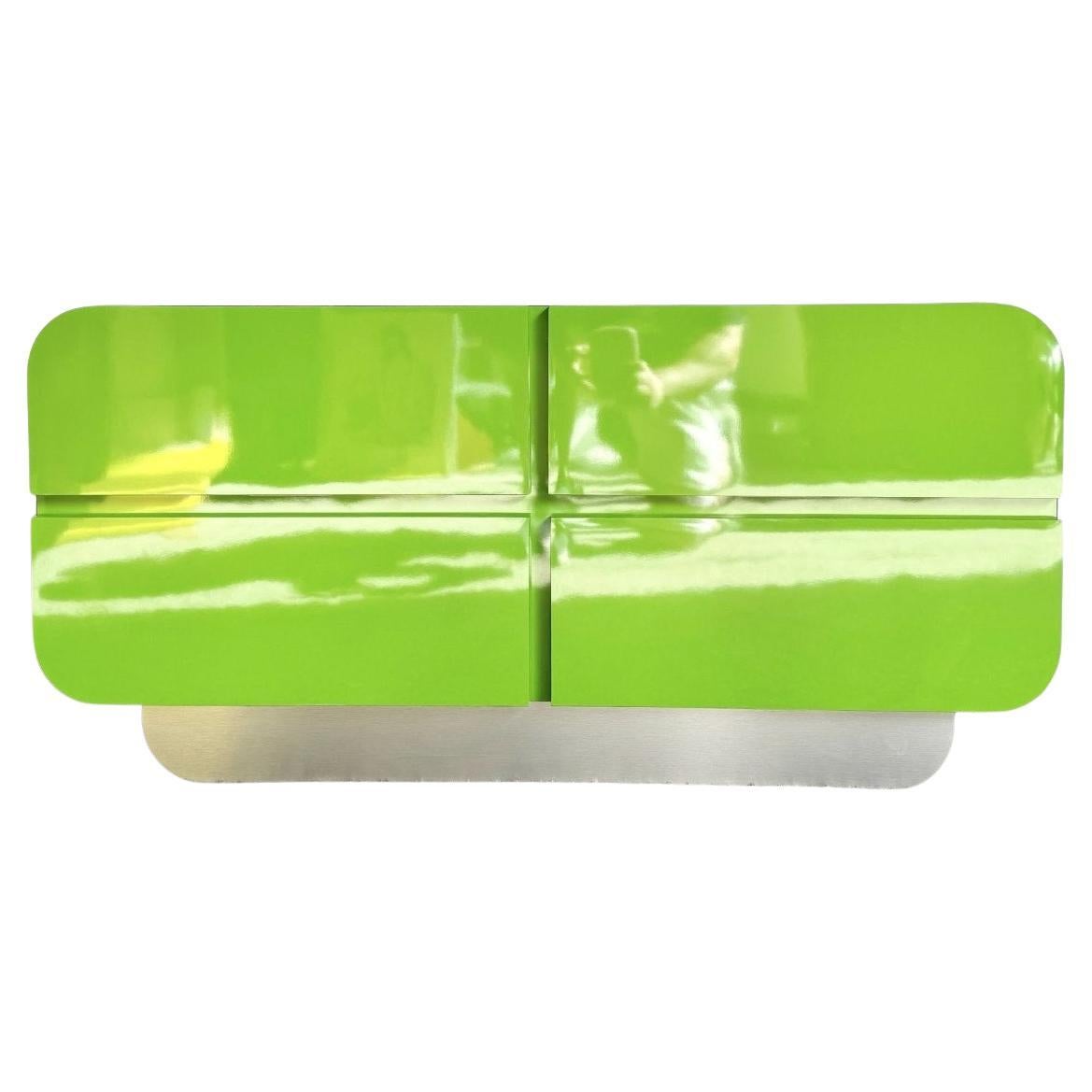 Postmodern Lime Green Lacquer Laminate Waterfall Dresser