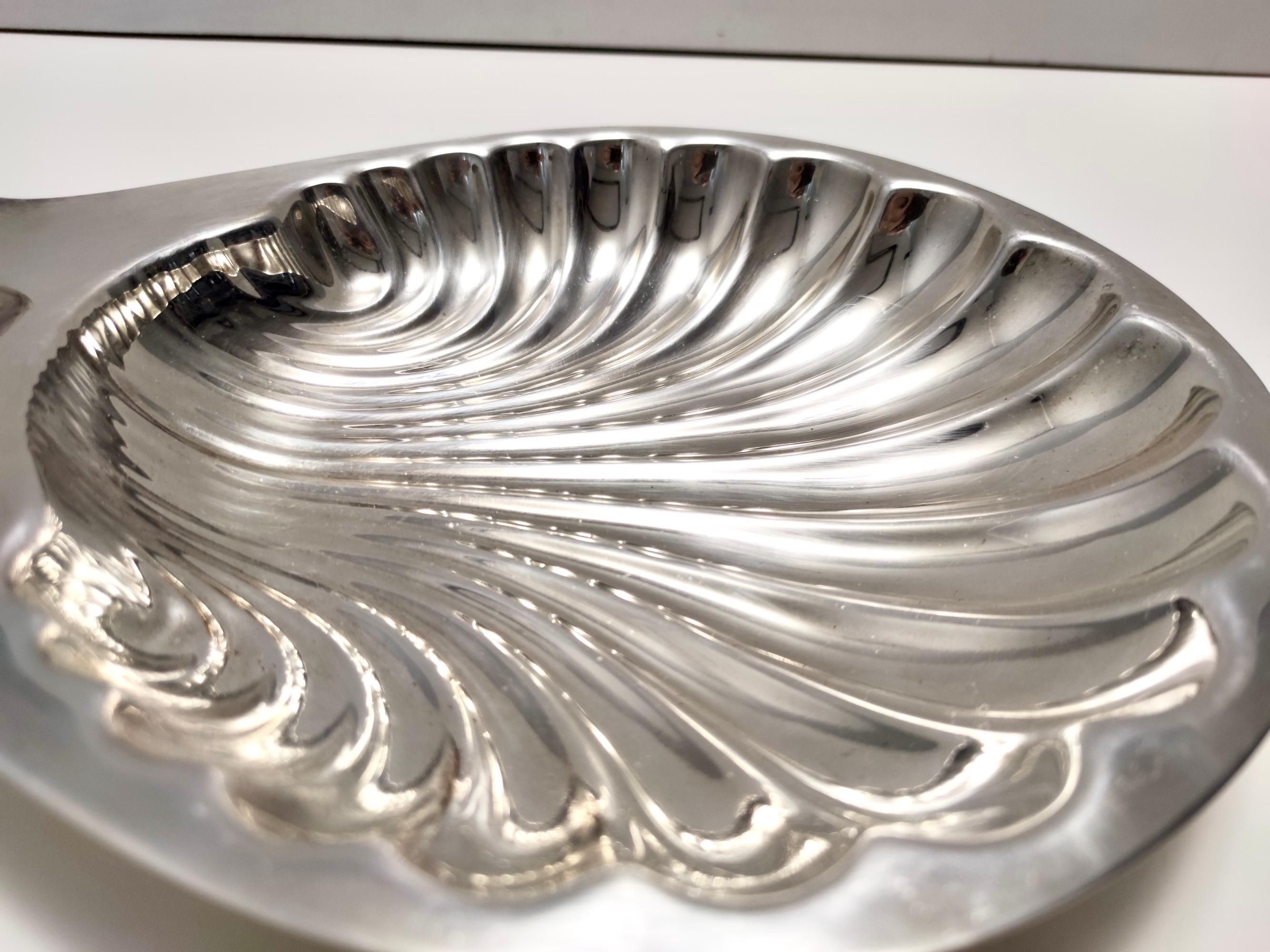 Postmodern Lino Sabattini Silver-Plated Brass Shell Vide-Poche, Italy For Sale 3