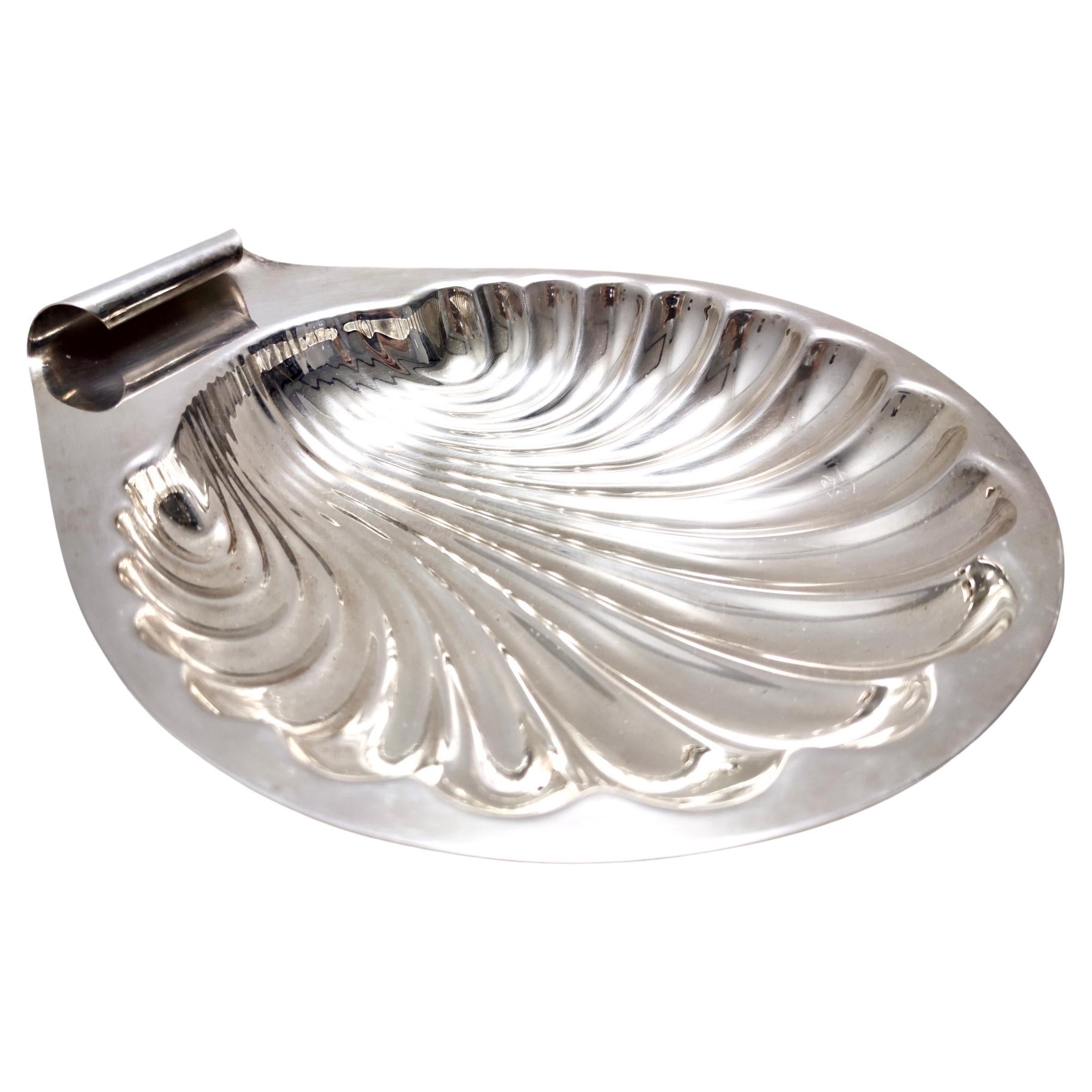 Postmodern Lino Sabattini Silver-Plated Brass Shell Vide-Poche, Italy For Sale