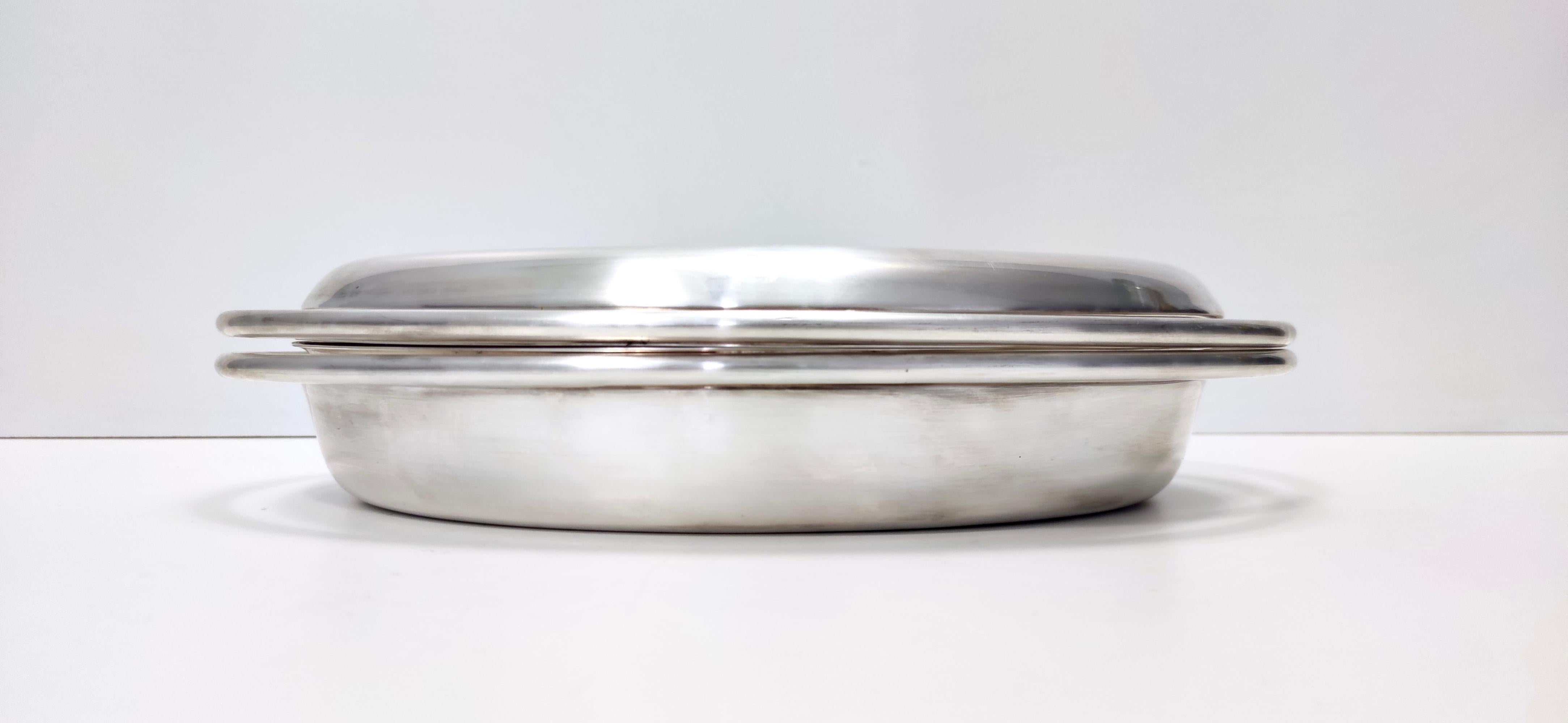 Postmodern Lino Sabattini Silver-Plated Metal Serving Plate, Marked, Italy In Excellent Condition For Sale In Bresso, Lombardy