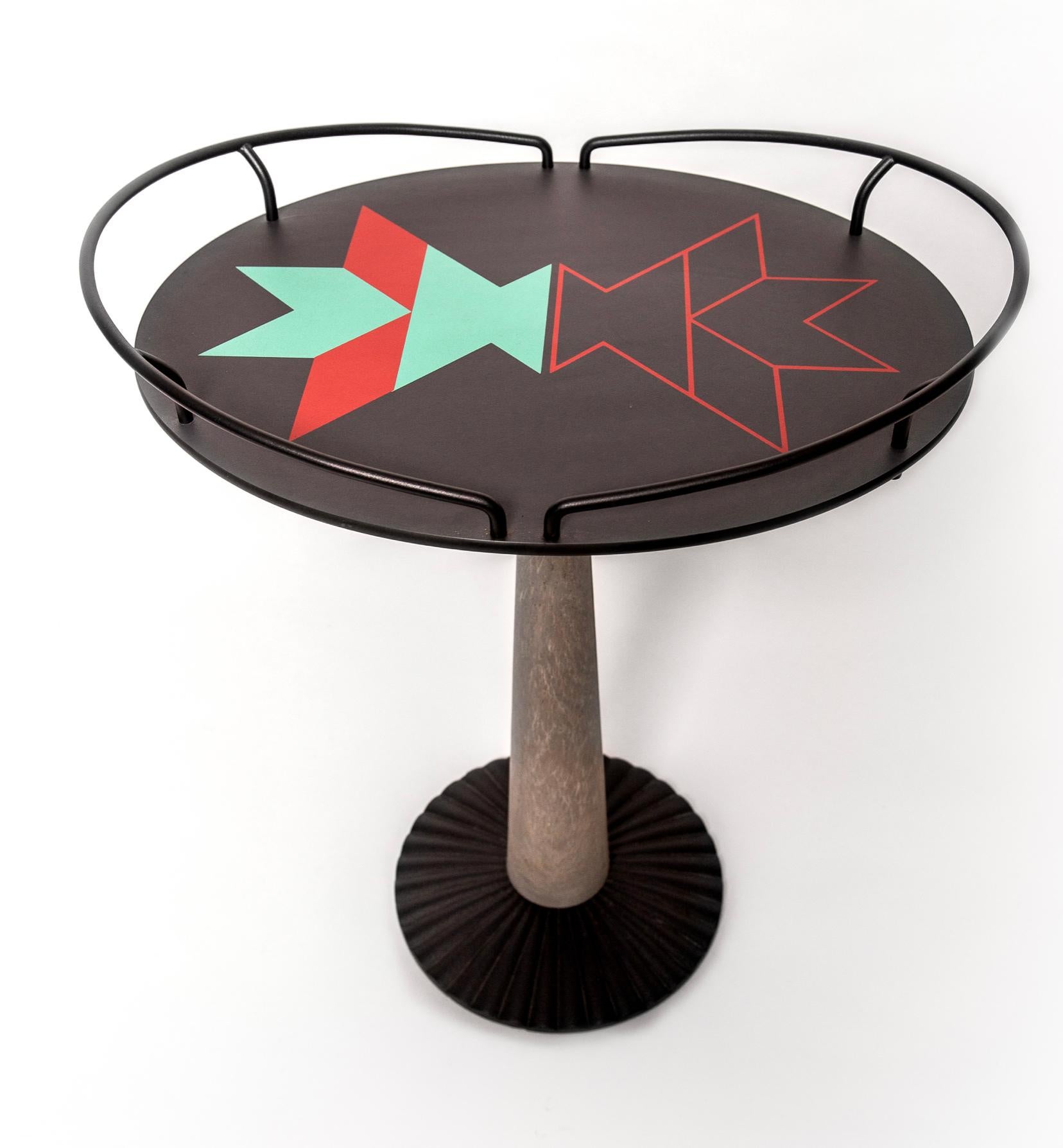Post-Modern Postmodern 'Loto' Cast Iron Side Table by Hans von Klier For Sale