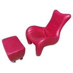 Postmodern Lounge Chair with Ottoman "Balou" by Jane Worthington for Leolux