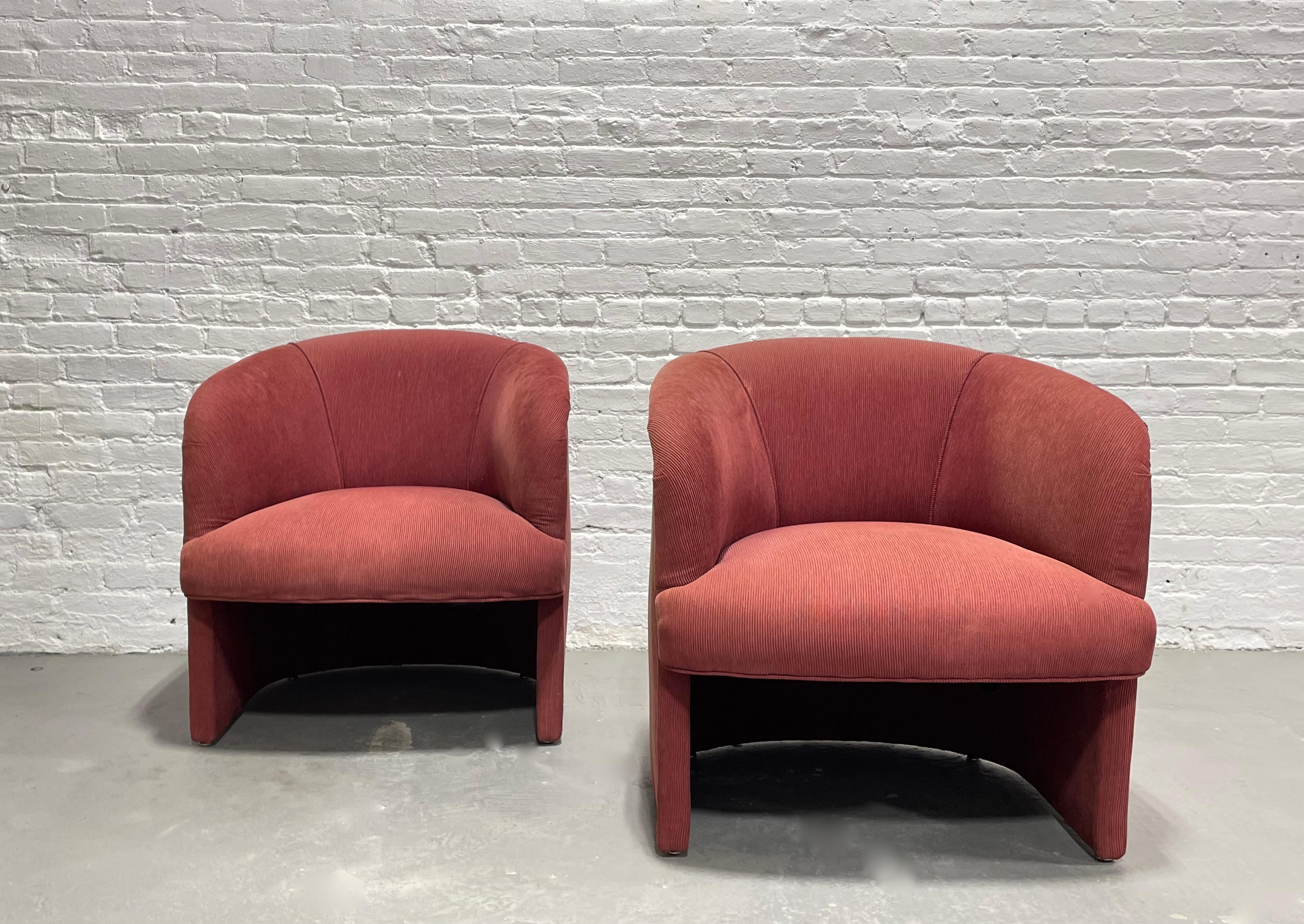 Fabric Postmodern Lounge Chairs / Armchairs, a Pair For Sale
