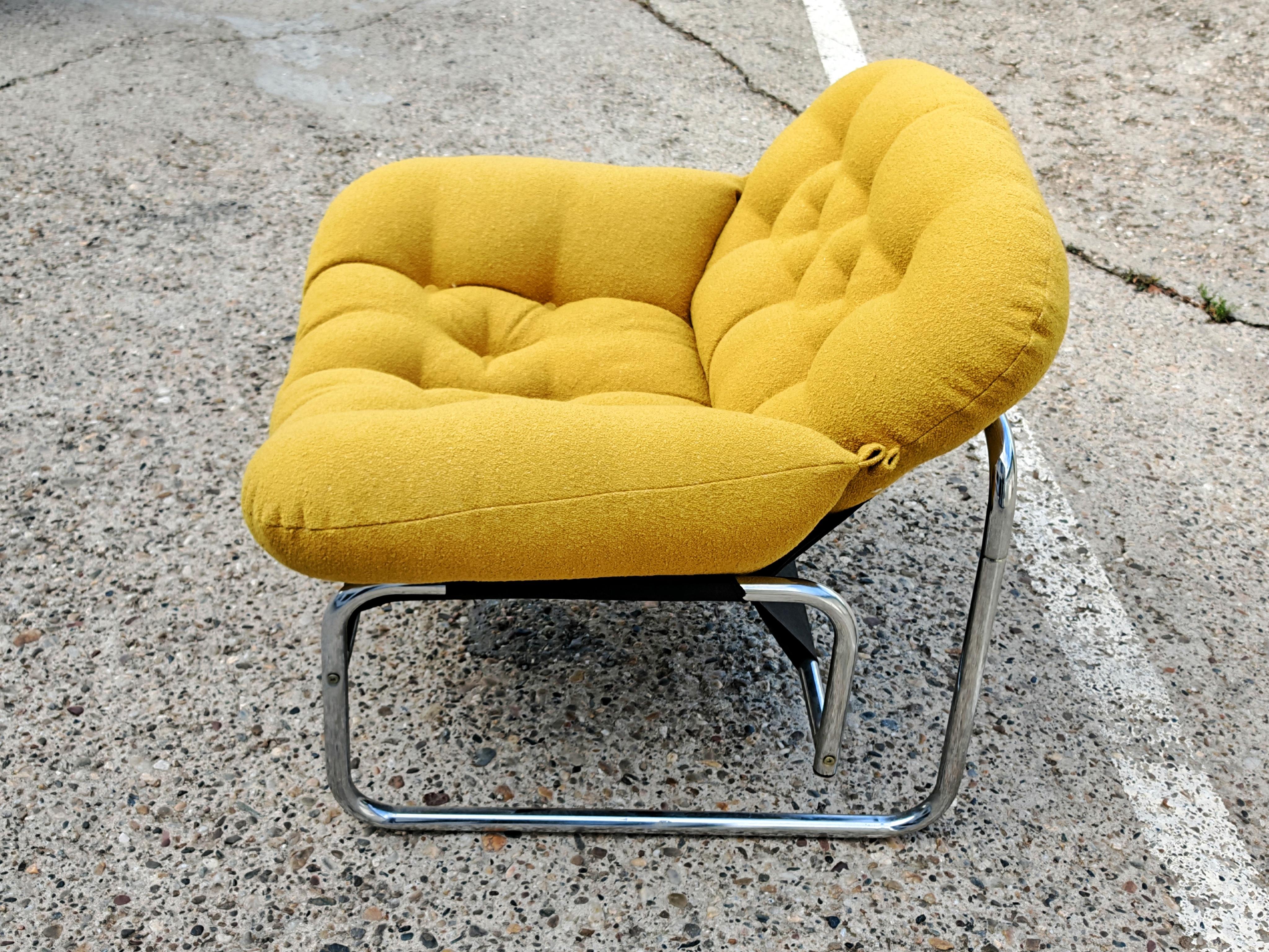 Chrome Postmodern Lounge Chairs designed by Johan Bertil Häggström for Swed Form, 1973 For Sale