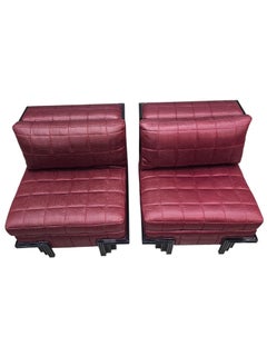 Postmodern Lounge Chairs with Stepped Black Lacquer Bases by Interior Crafts