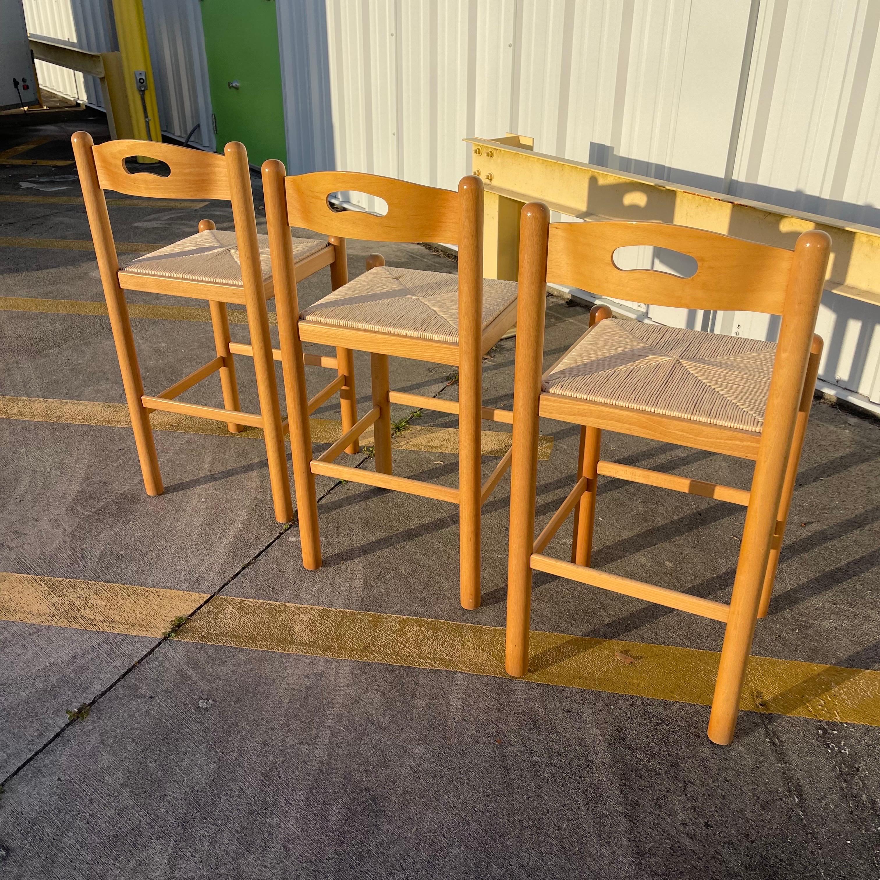 Postmodern Lowenstein Padova Dowel Wood Counter Height Bar Stool Chairs ...