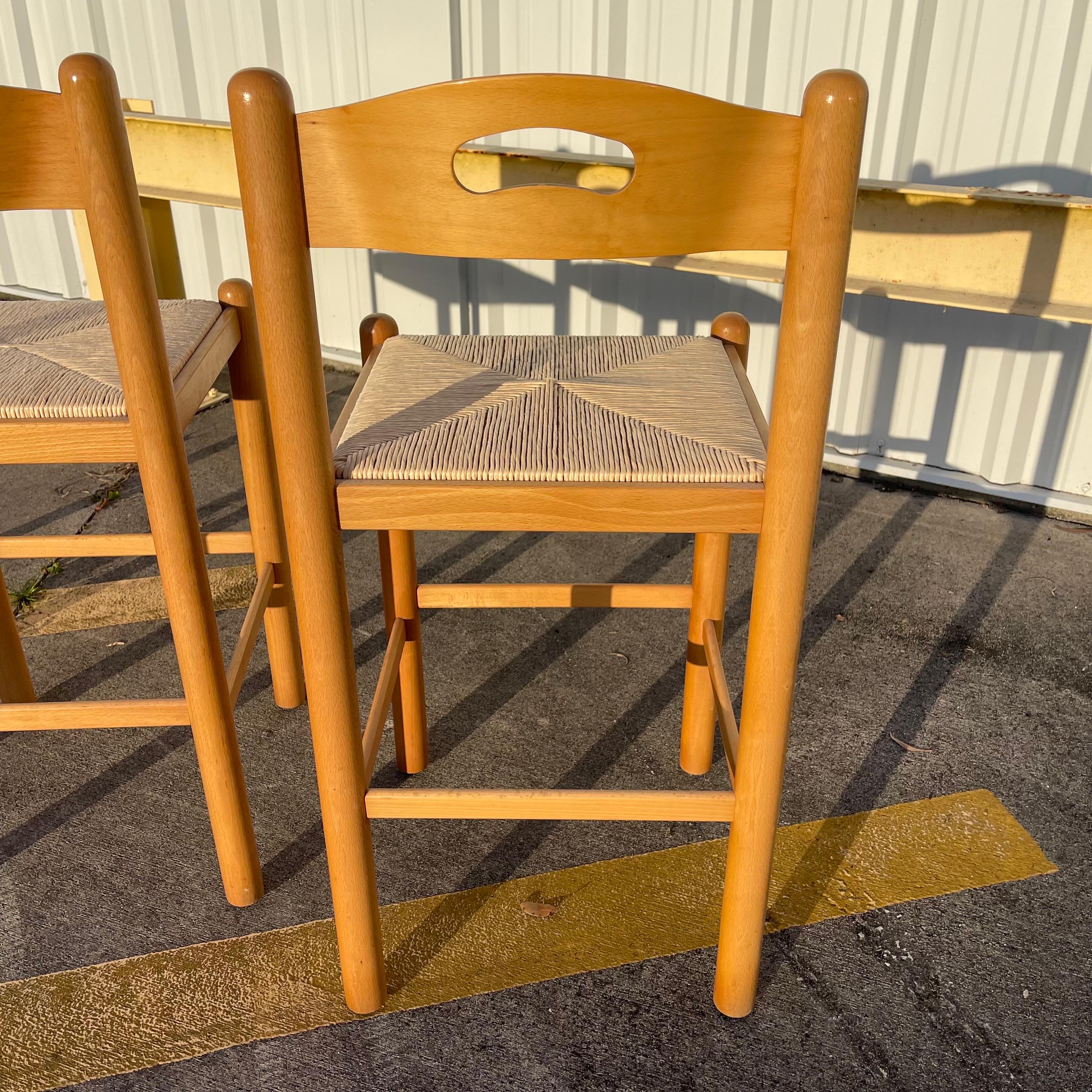 Postmodern Lowenstein Padova Dowel Wood Counter Height Bar Stool Chairs ...