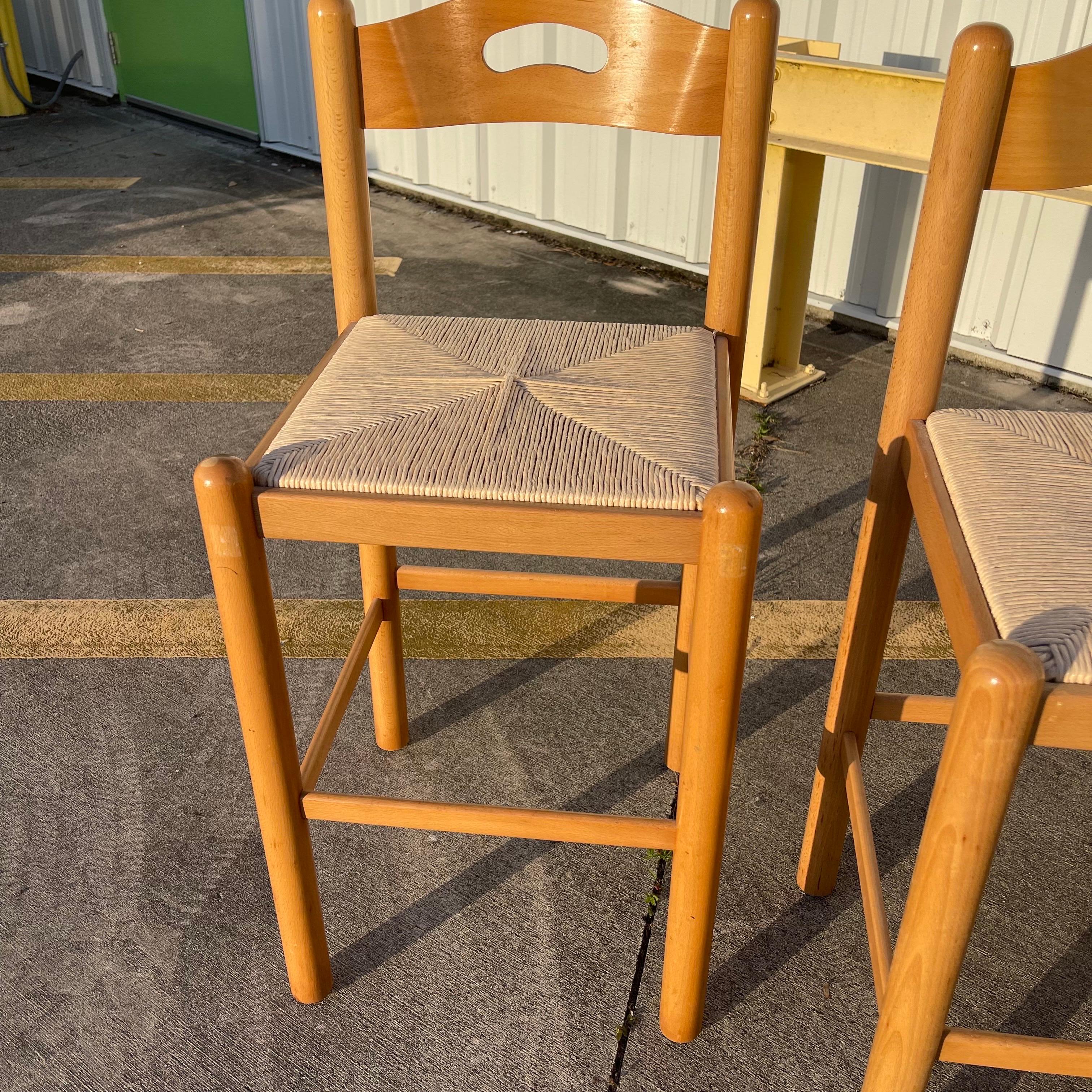 Postmodern Lowenstein Padova Dowel Wood Counter Height Bar Stool Chairs ...