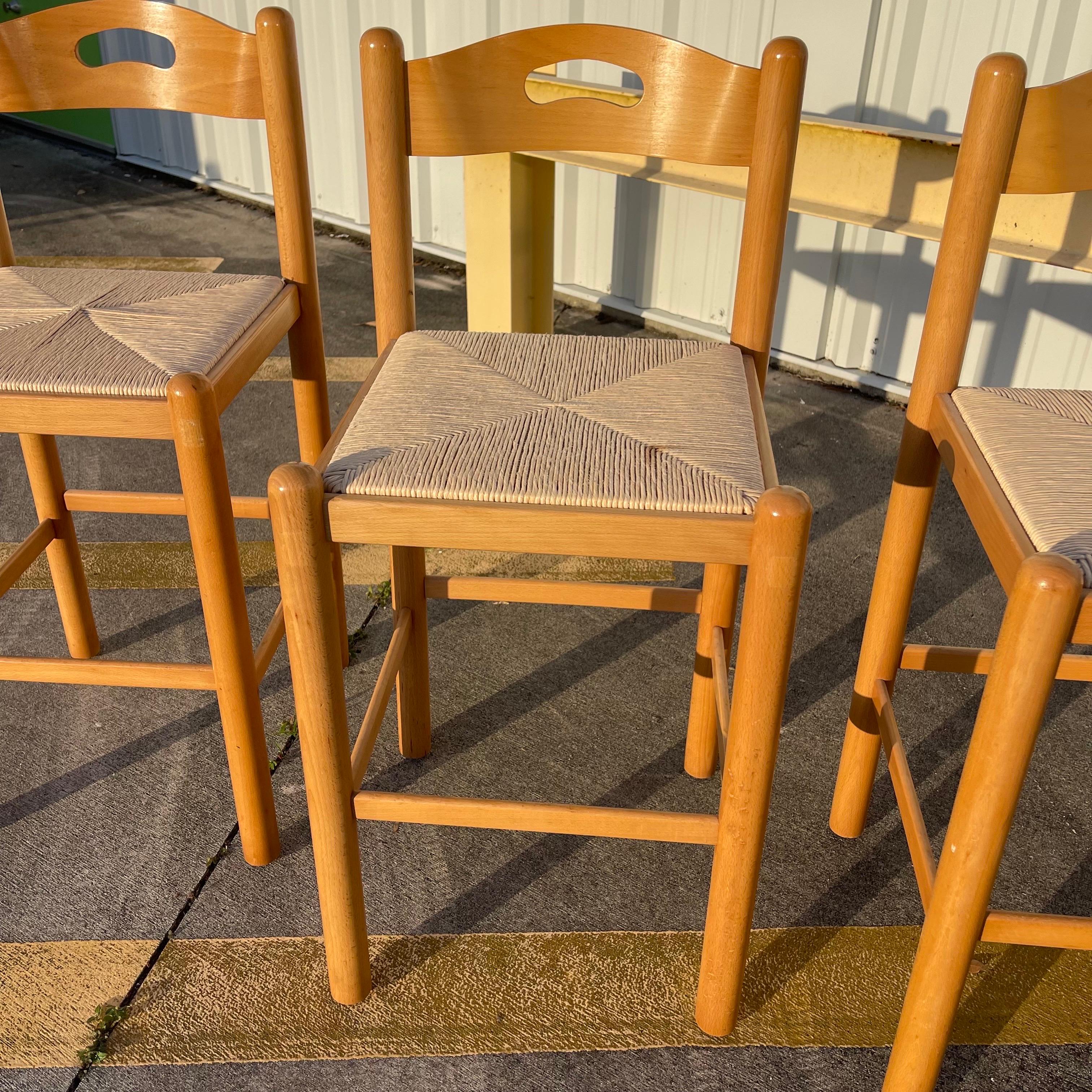 Postmodern Lowenstein Padova Dowel Wood Counter Height Bar Stool Chairs ...