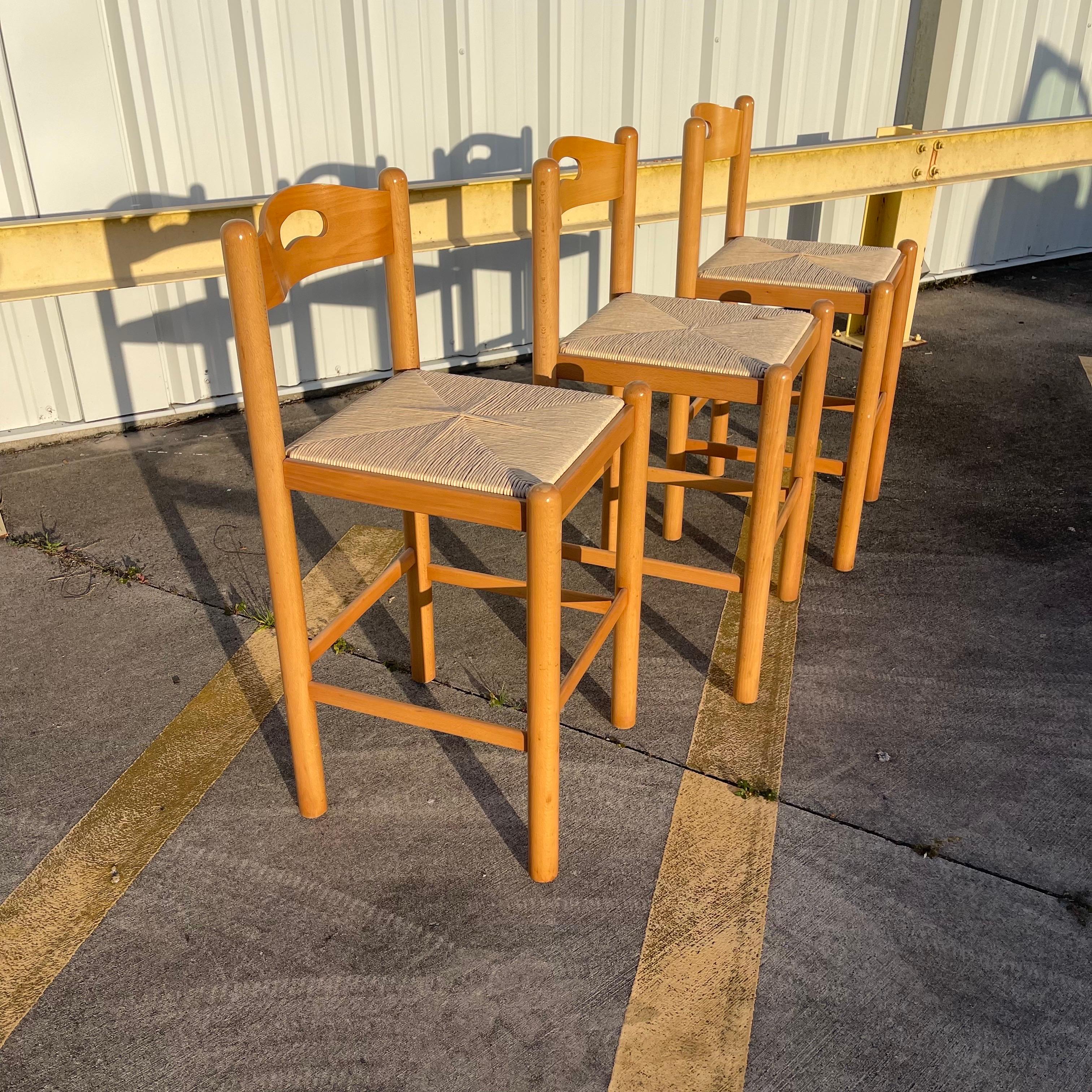 Postmodern Lowenstein Padova Dowel Wood Counter Height Bar Stool Chairs ...