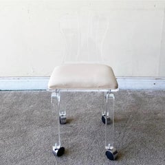 Postmodern Lucite Accent Chair on Wheels