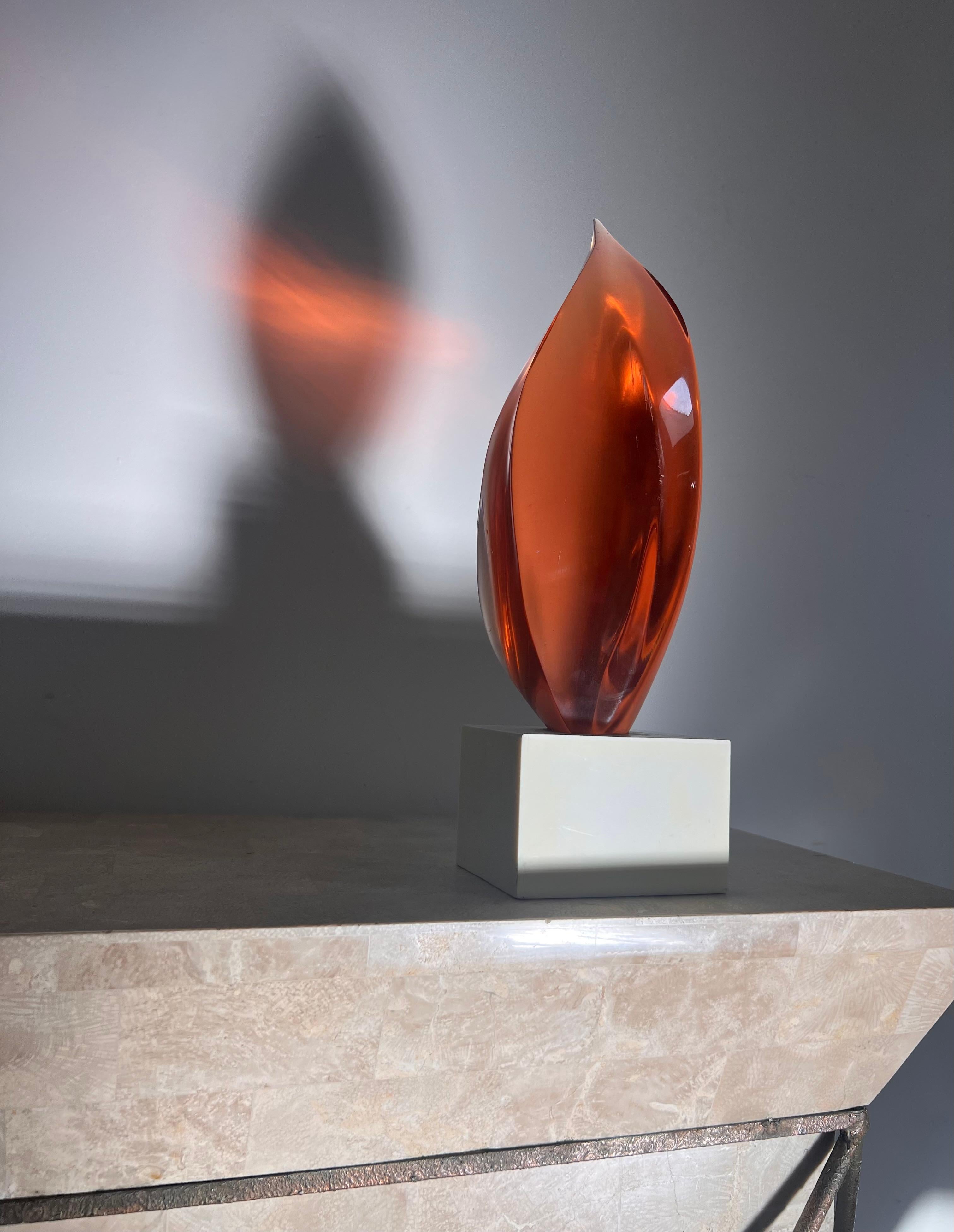Postmodern lucite amber flame sculpture, 1983 For Sale 5
