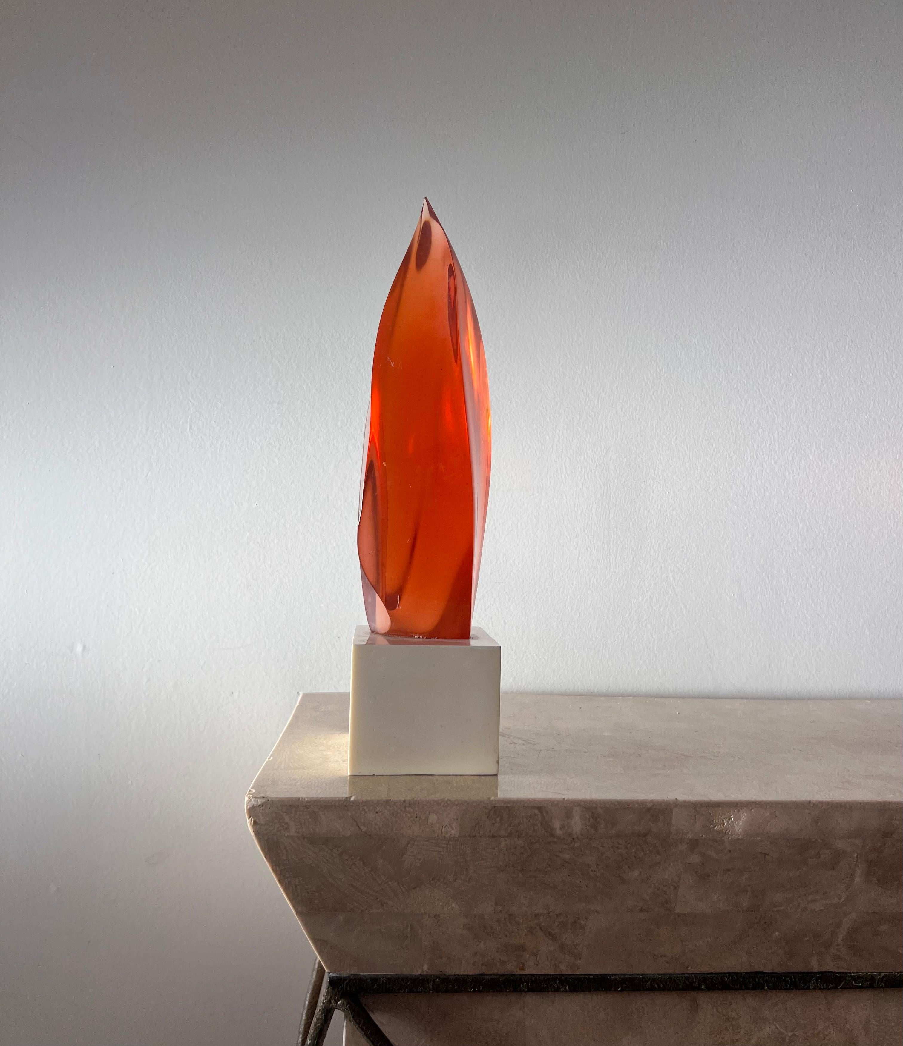 Postmodern lucite amber flame sculpture, 1983 For Sale 6