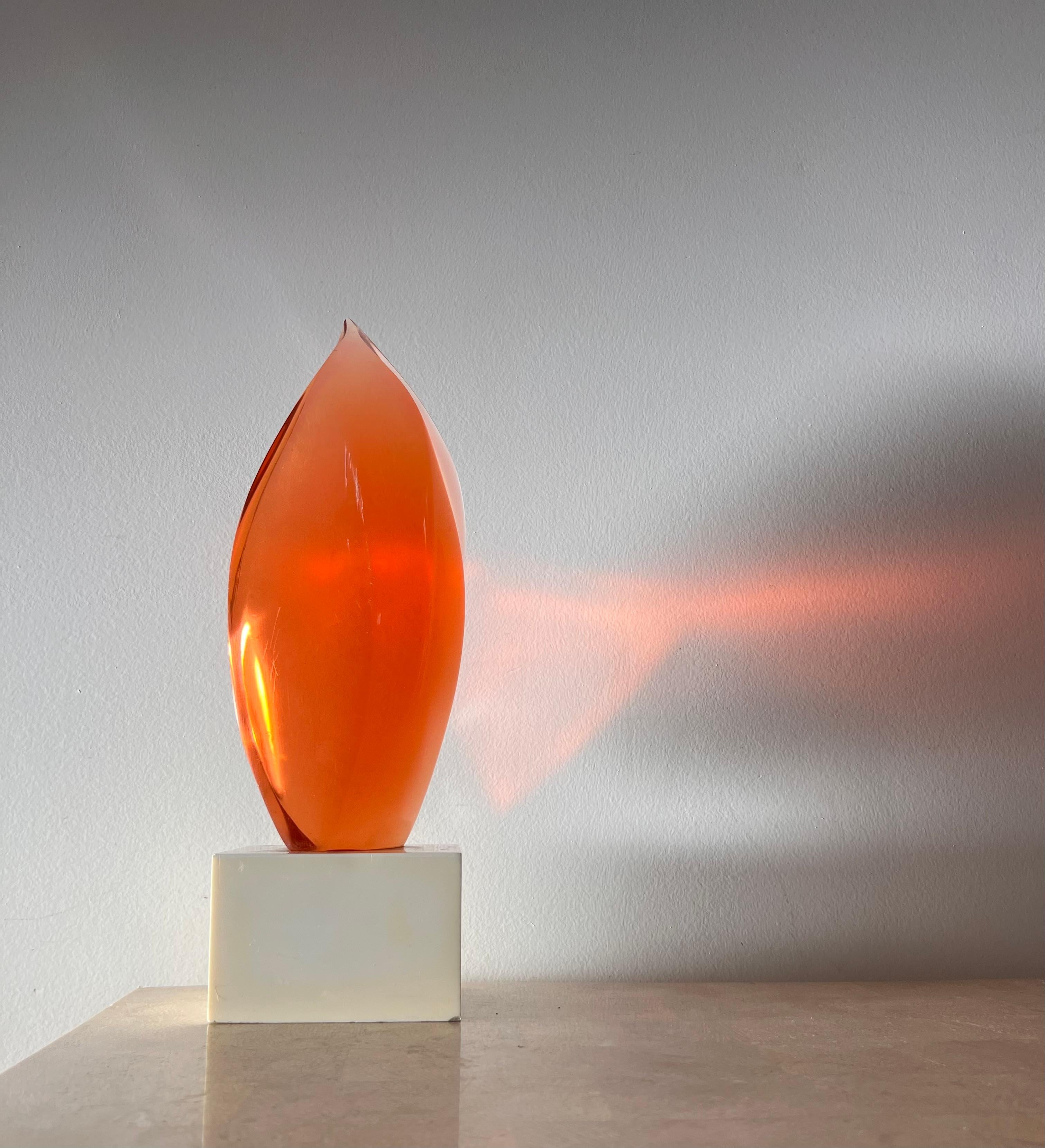 Postmodern lucite amber flame sculpture, 1983 For Sale 7