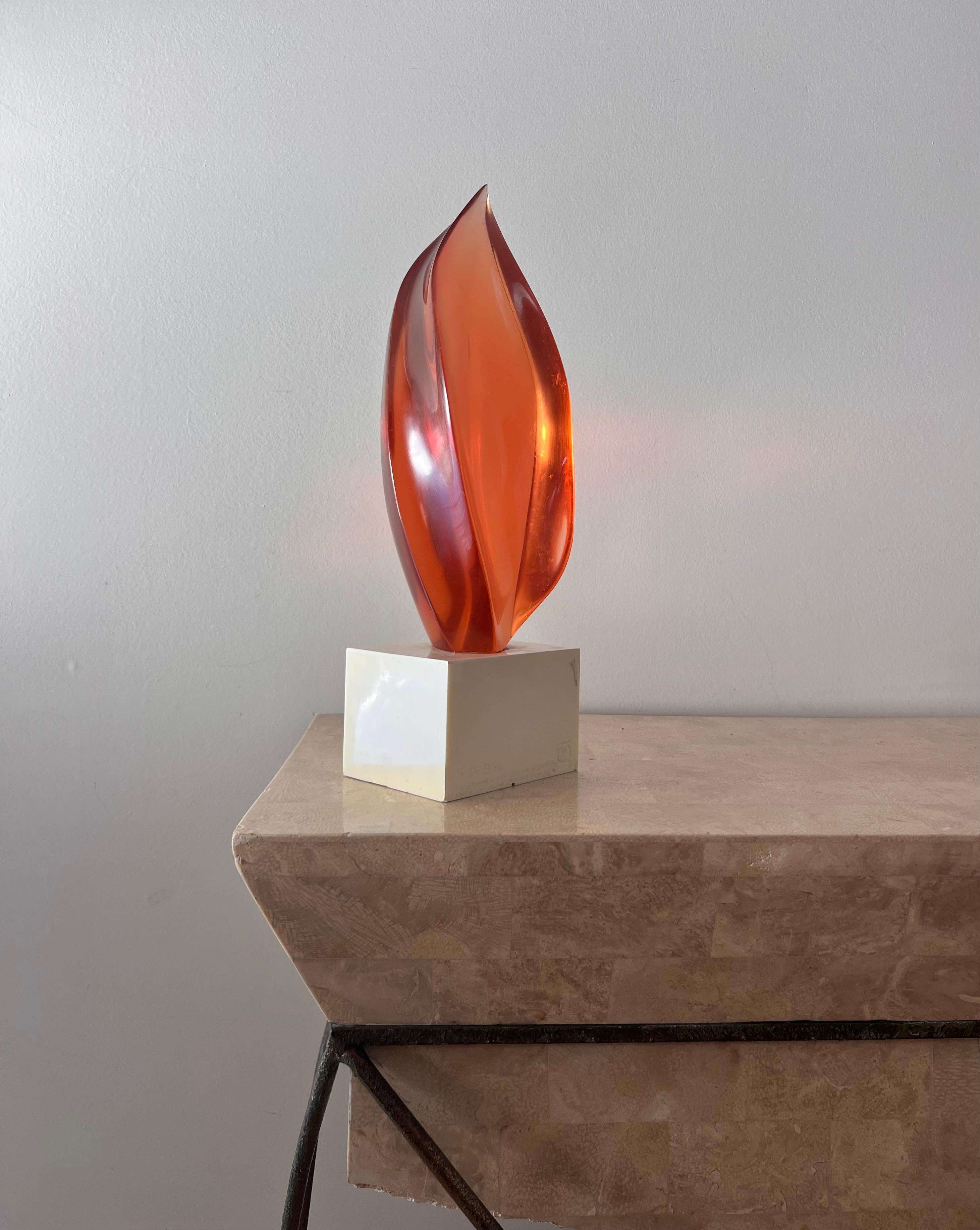 Postmodern lucite amber flame sculpture, 1983 For Sale 10