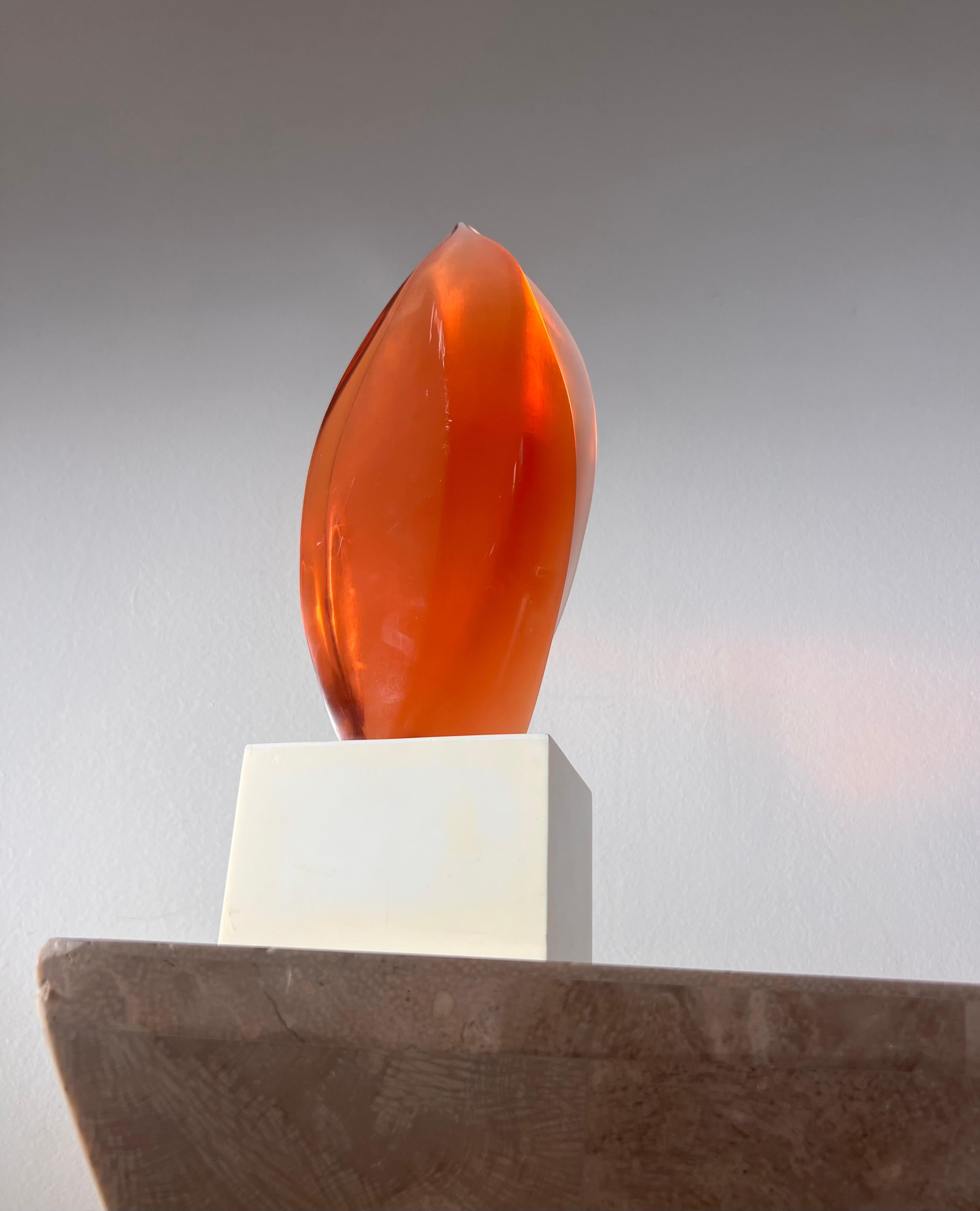 Postmodern lucite amber flame sculpture, 1983 For Sale 2