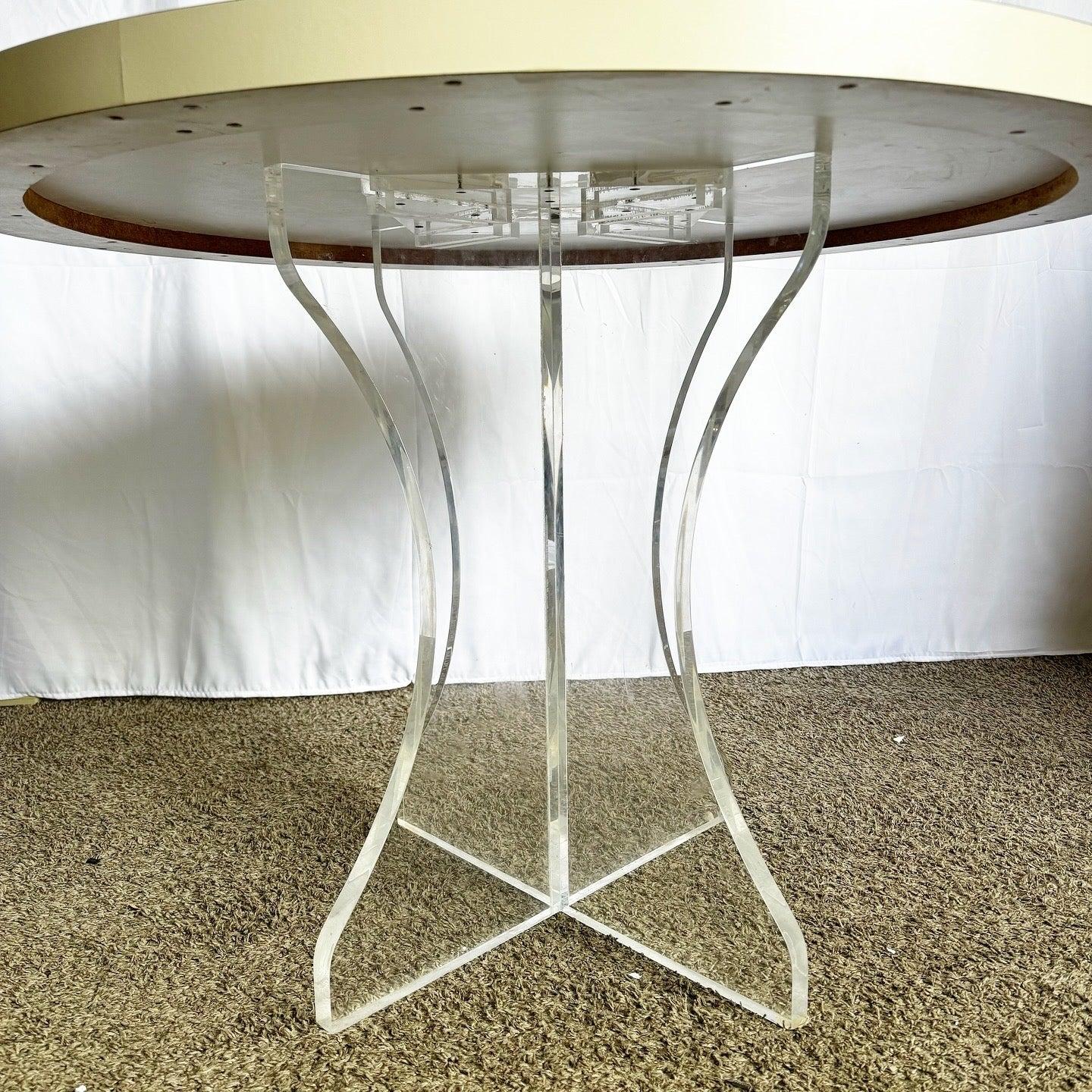Postmodern Lucite and White Laminate Circular Dining Table For Sale 1