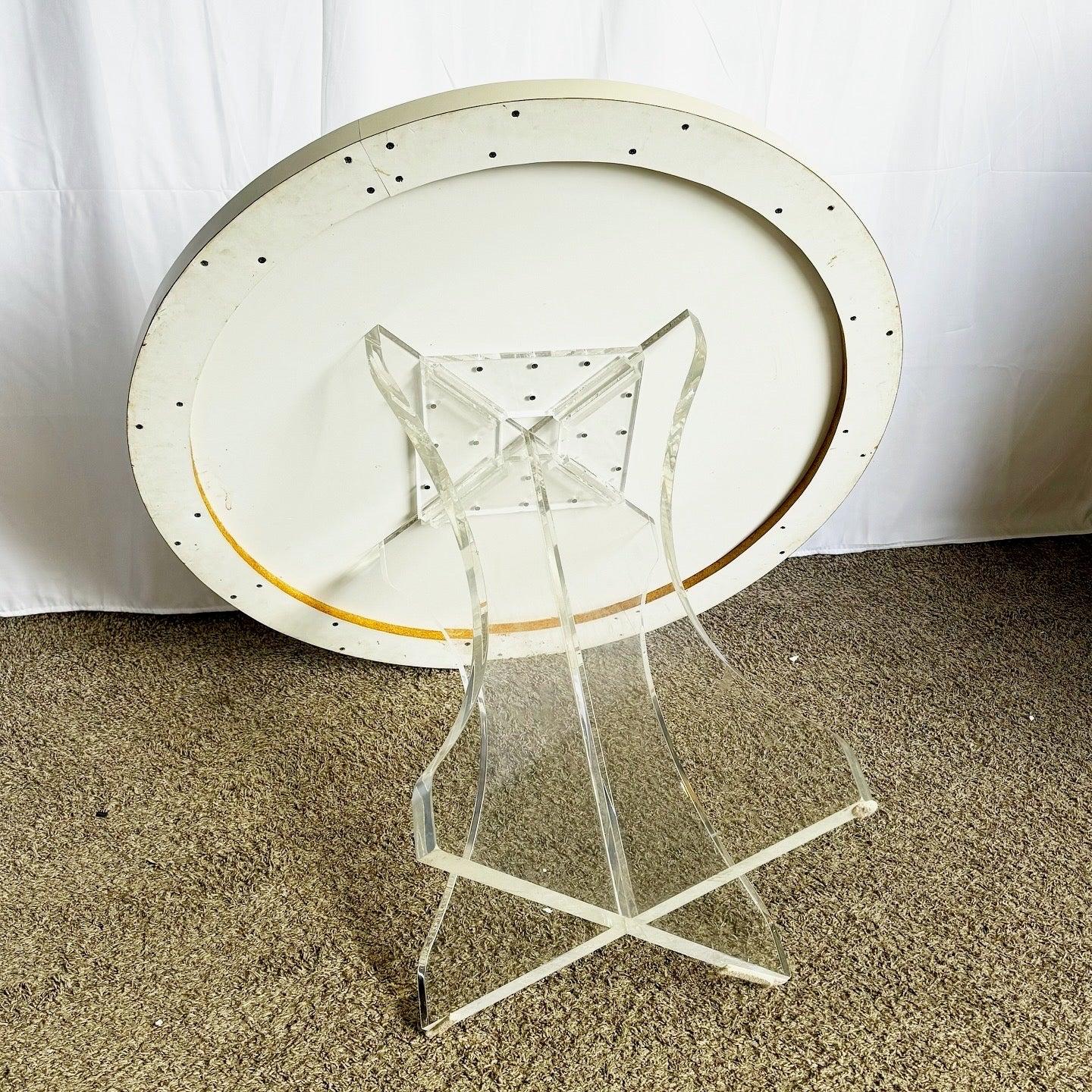 Postmodern Lucite and White Laminate Circular Dining Table For Sale 2