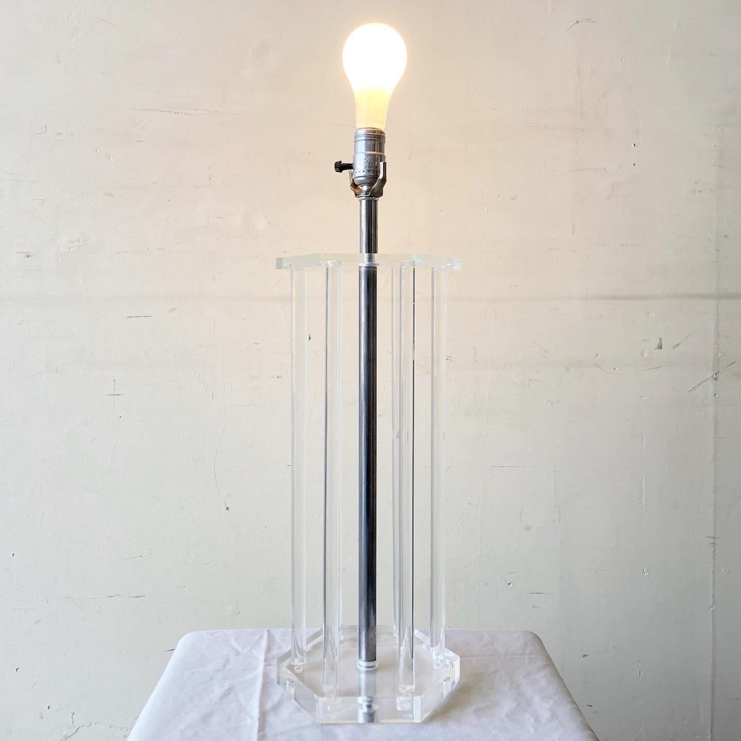 Mid-Century Modern Postmodern Lucite Bars Table Lamp For Sale