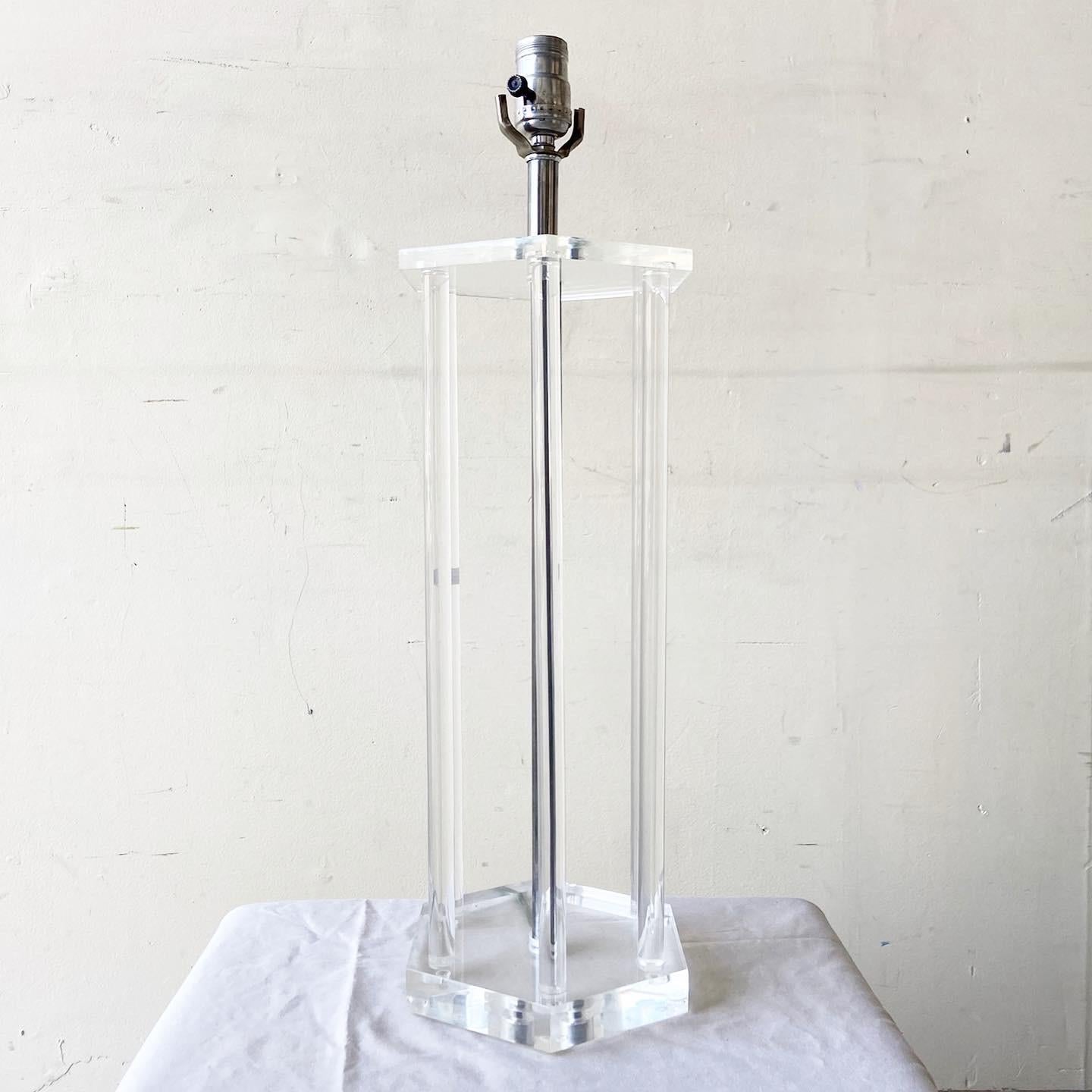 American Postmodern Lucite Bars Table Lamp For Sale
