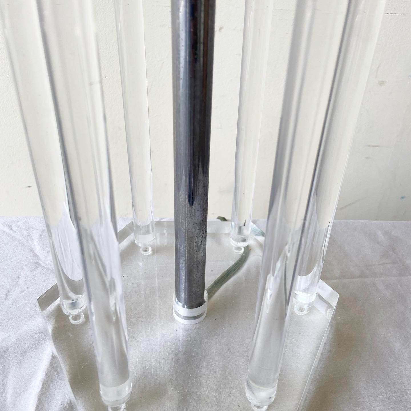Late 20th Century Postmodern Lucite Bars Table Lamp For Sale