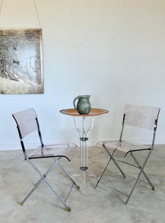 Postmodern Lucite + Chrome Folding Chairs (After Giancarlo Piretti), A Pair