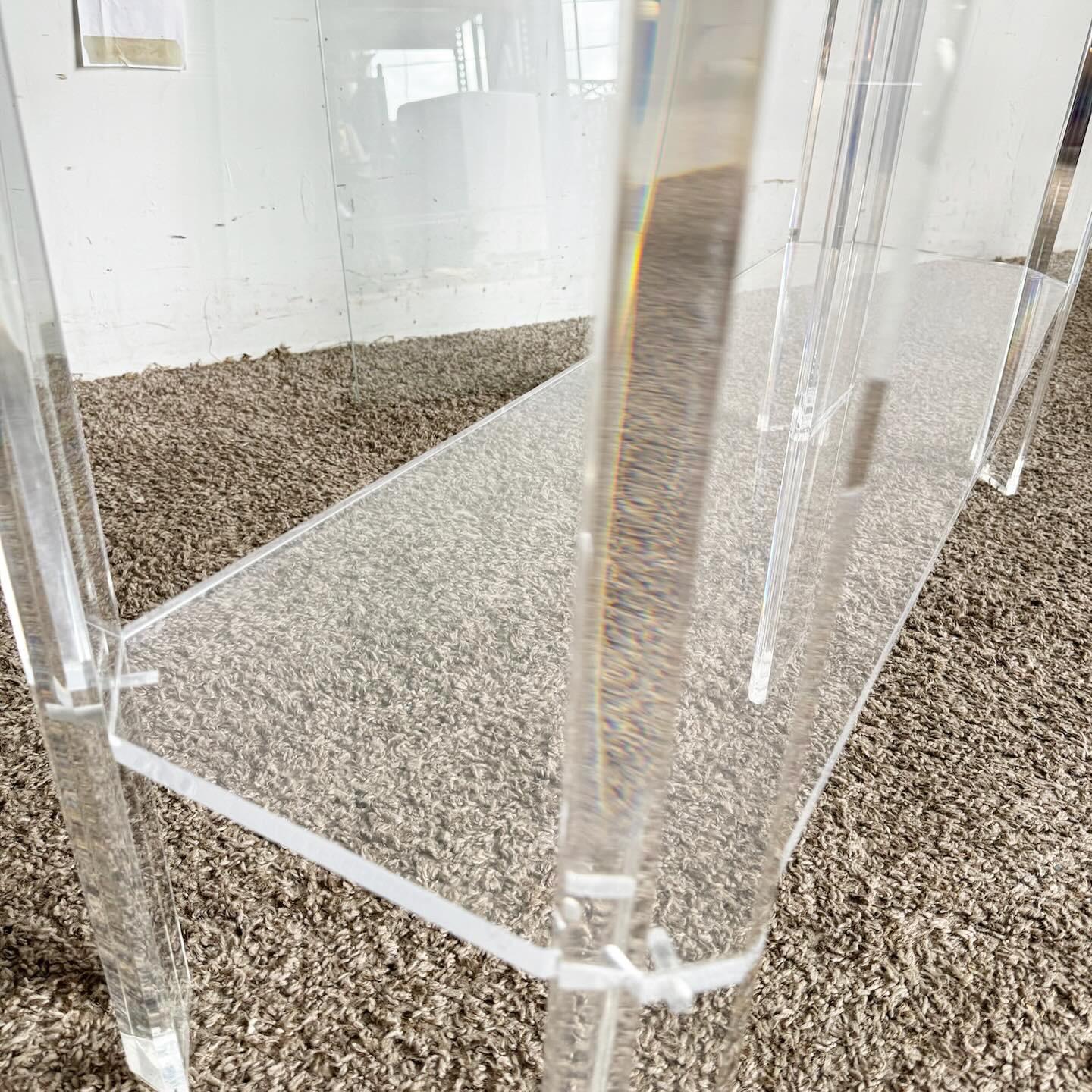 Postmoderner Konsolentisch mit Glasplatte aus Lucite im Angebot 1