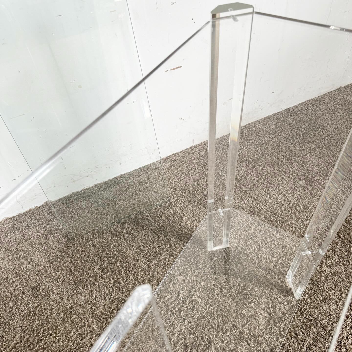 Postmoderner Konsolentisch mit Glasplatte aus Lucite im Angebot 2