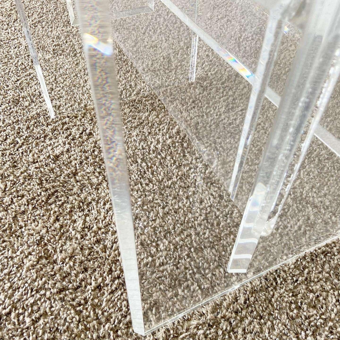 Late 20th Century Postmodern Lucite Glass Top Side Table