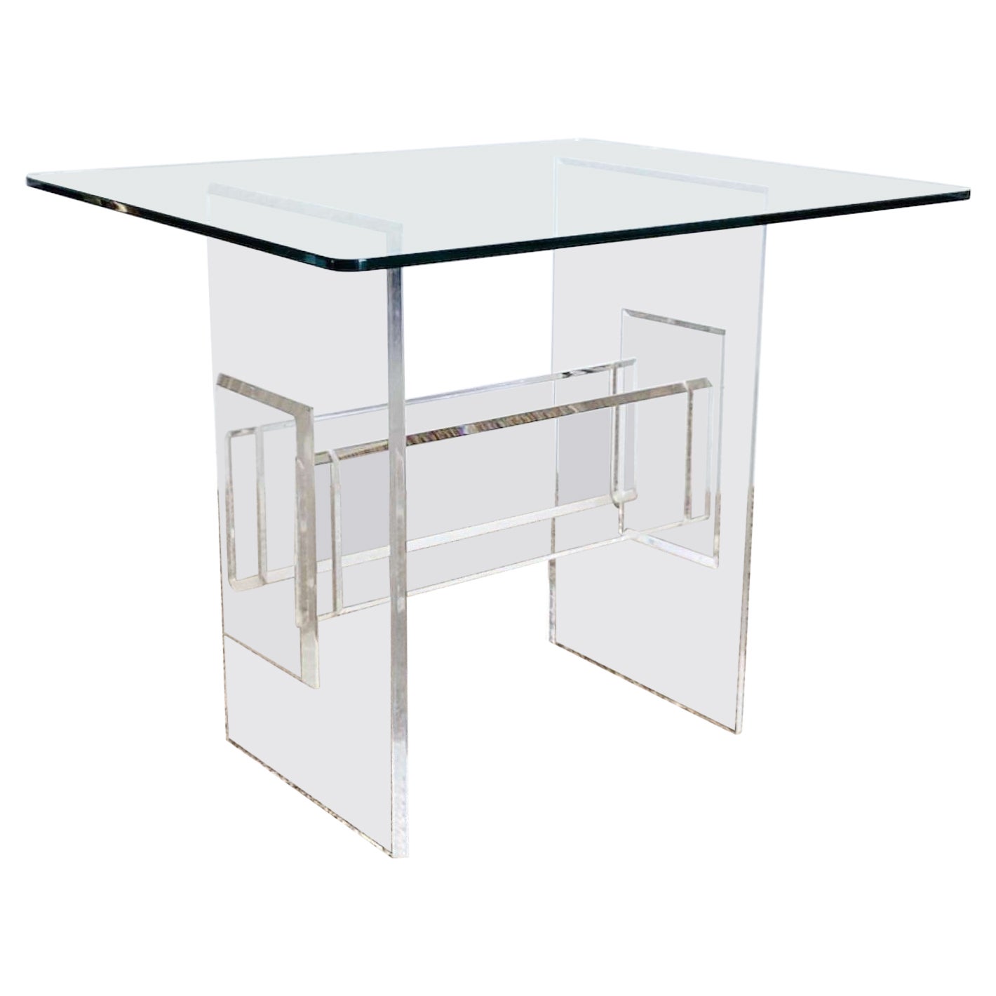 Mesa auxiliar posmoderna con tapa de cristal Lucite