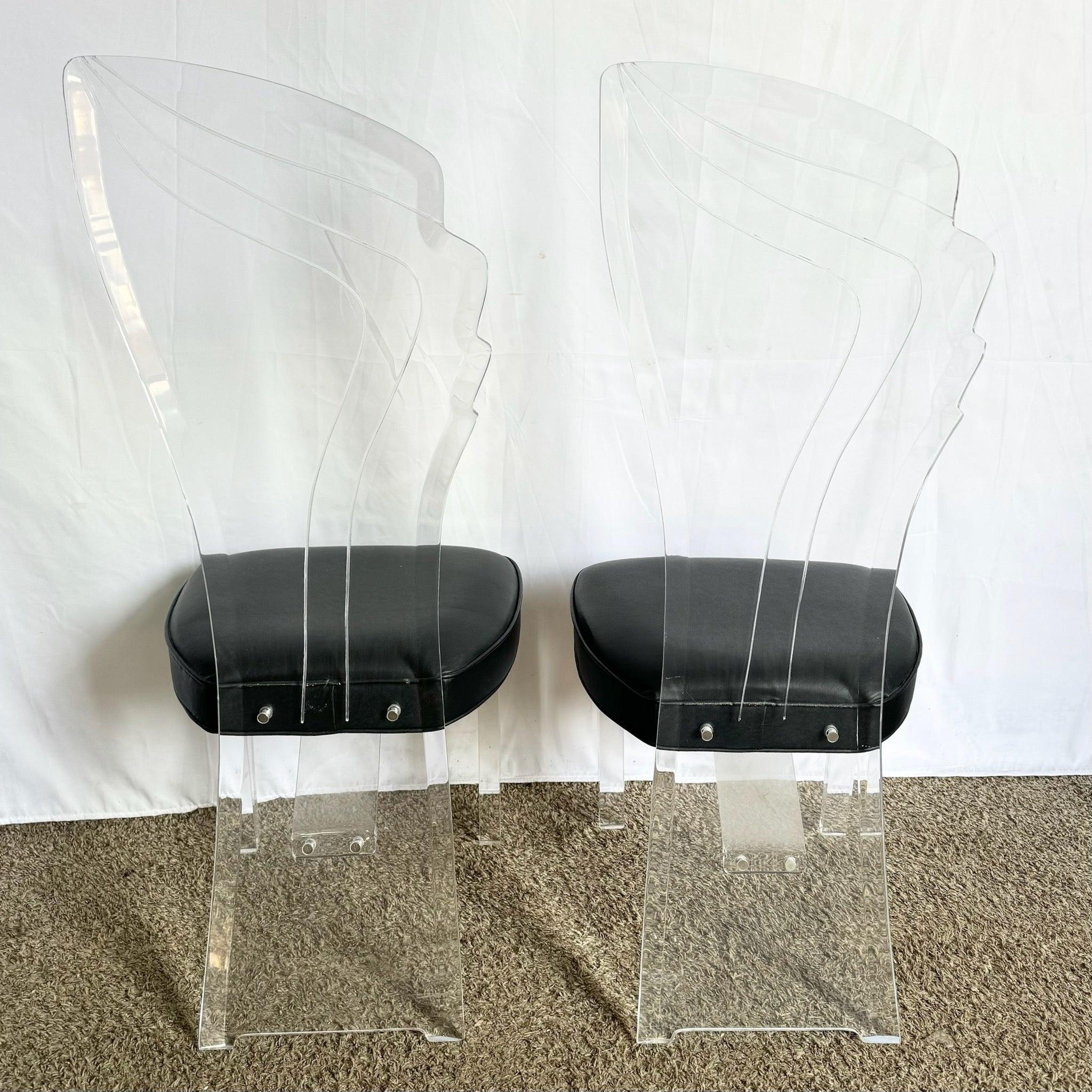 Postmodern Lucite High Back Dining Chair - Set of 4 In Good Condition For Sale In Delray Beach, FL