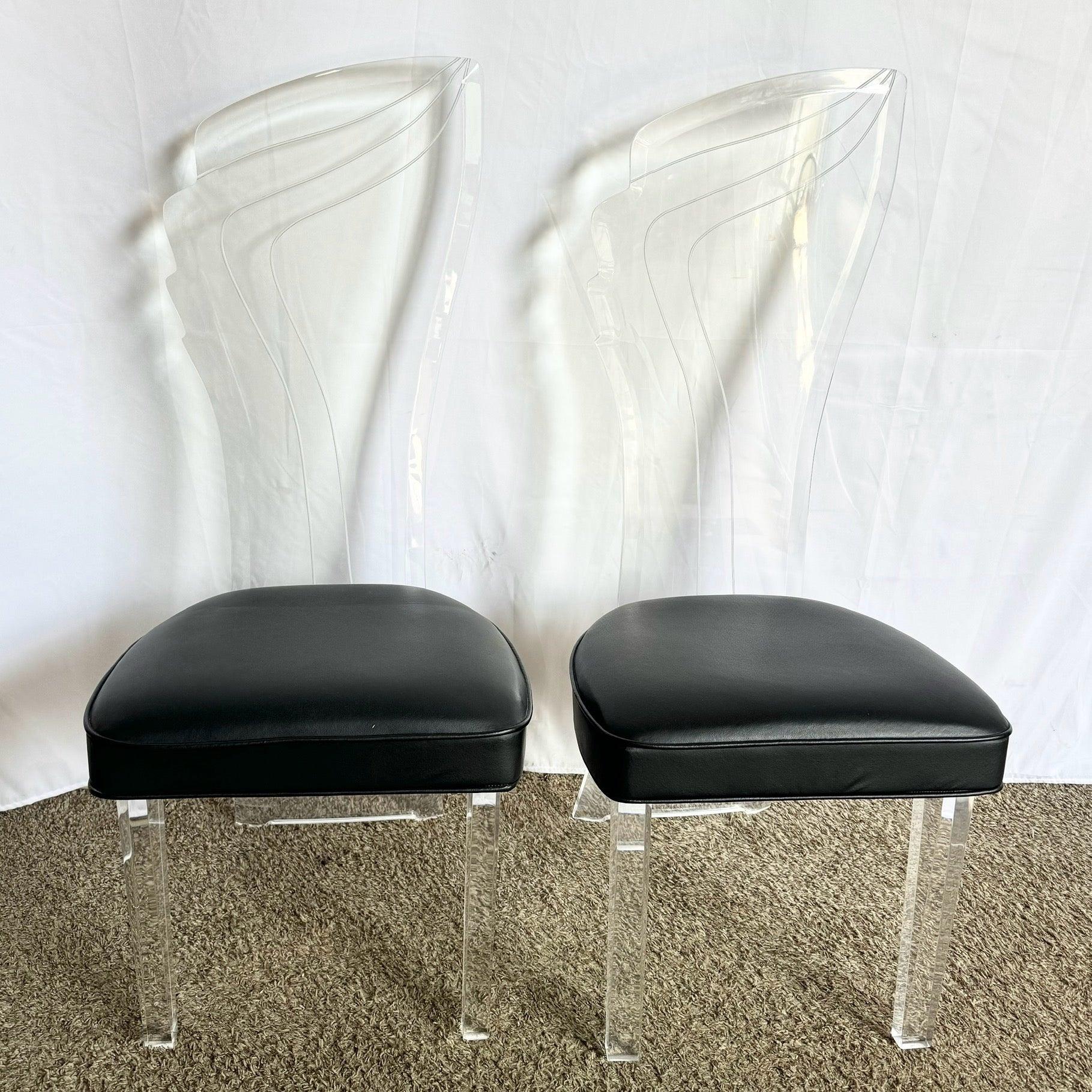 Postmodern Lucite High Back Dining Chair - Set of 4 For Sale 1
