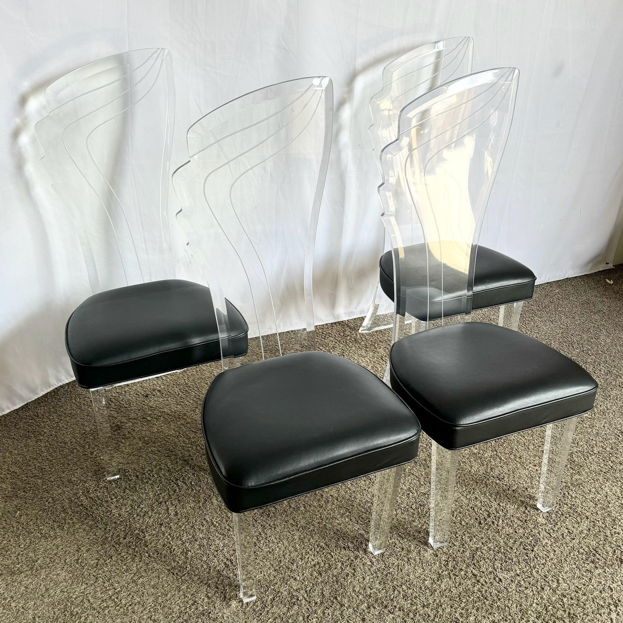 Postmodern Lucite High Back Dining Chair - Set of 4 For Sale 2