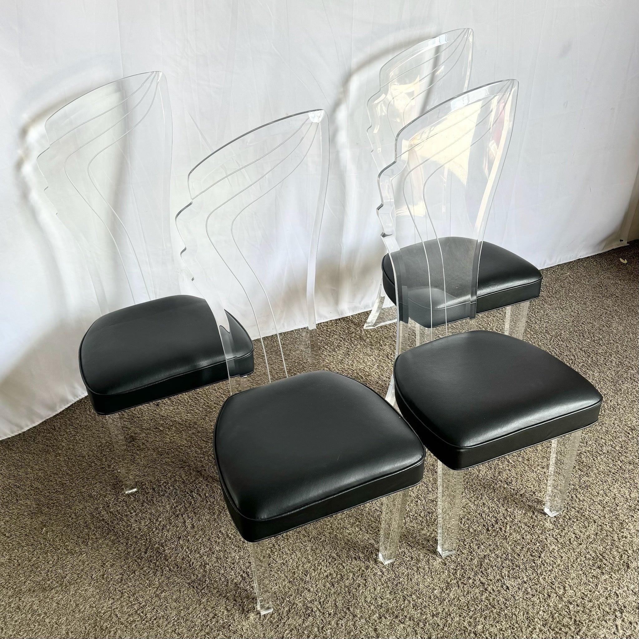 Postmodern Lucite High Back Dining Chair - Set of 4 For Sale 3