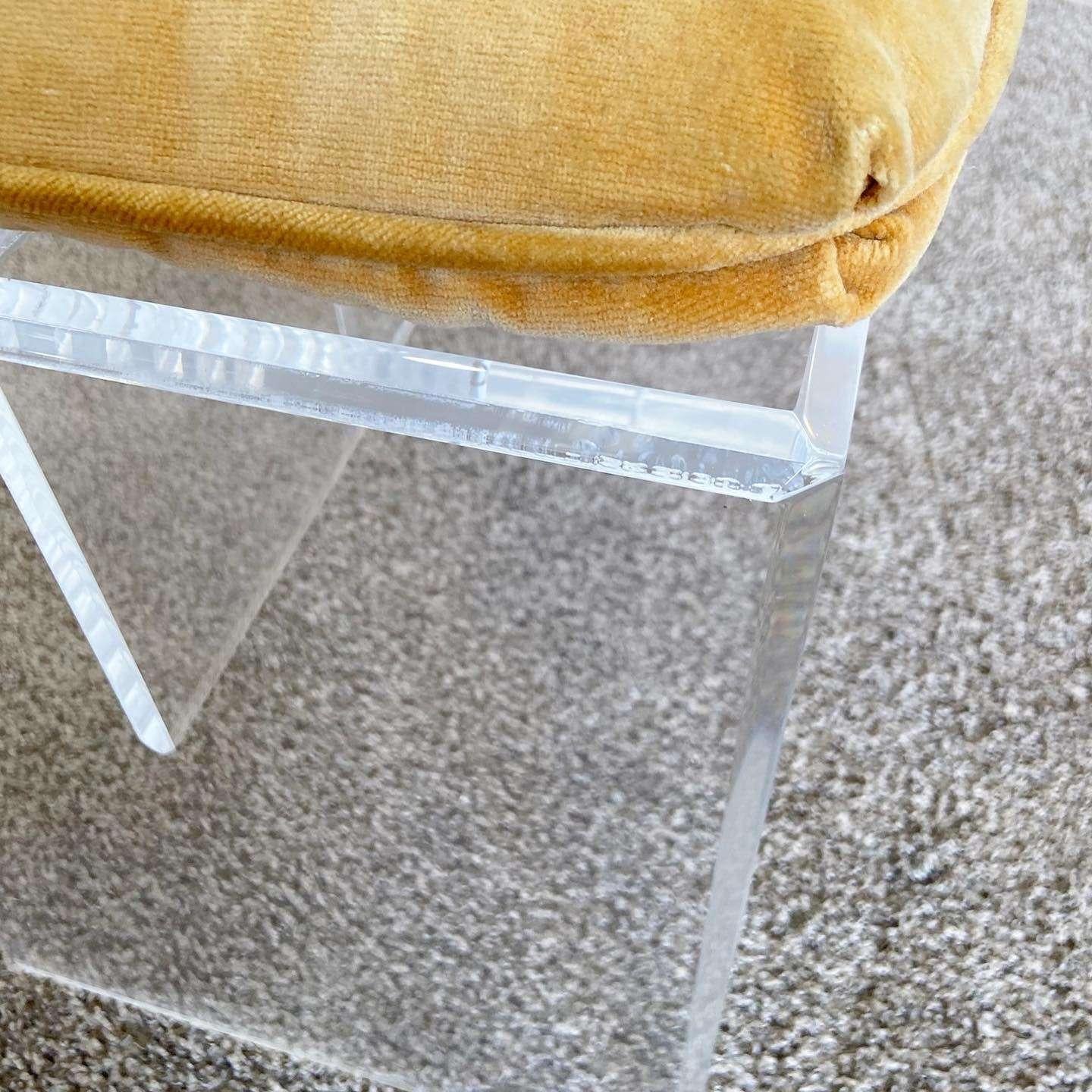 Post-Modern Postmodern Lucite Leave Tufted Low Stool For Sale