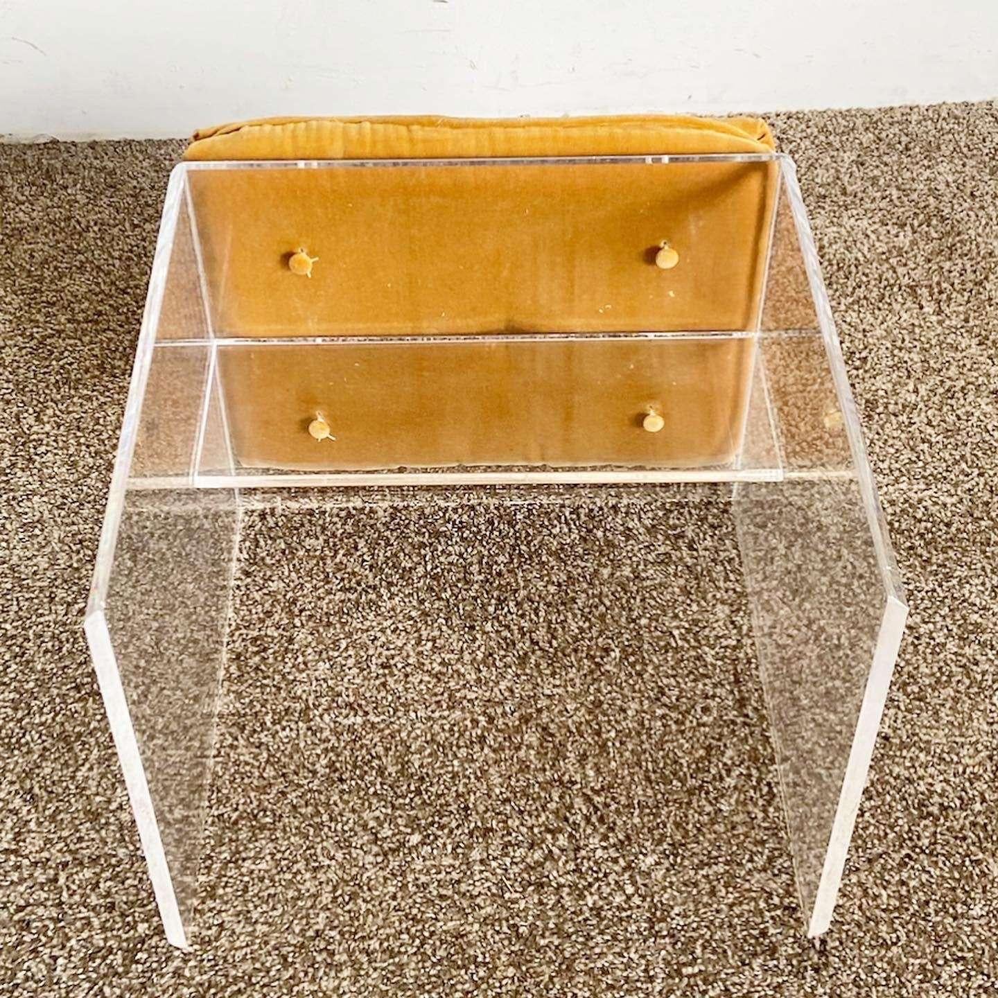 Postmodern Lucite Leave Tufted Low Stool 1