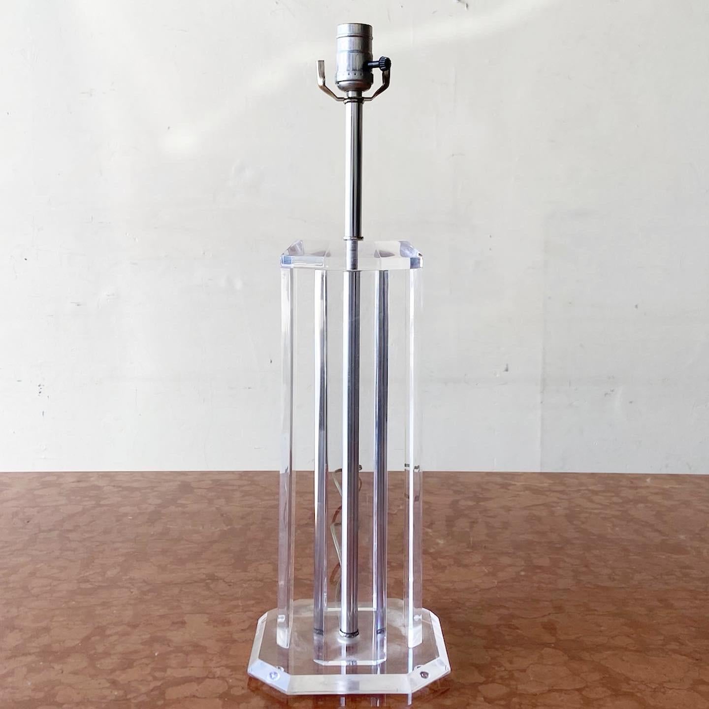 Post-Modern Postmodern Lucite Pillar Table Lamp For Sale