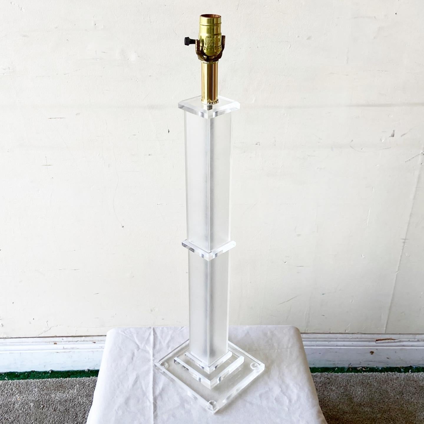 Mid-Century Modern Postmodern Lucite Pillar Table Lamp For Sale
