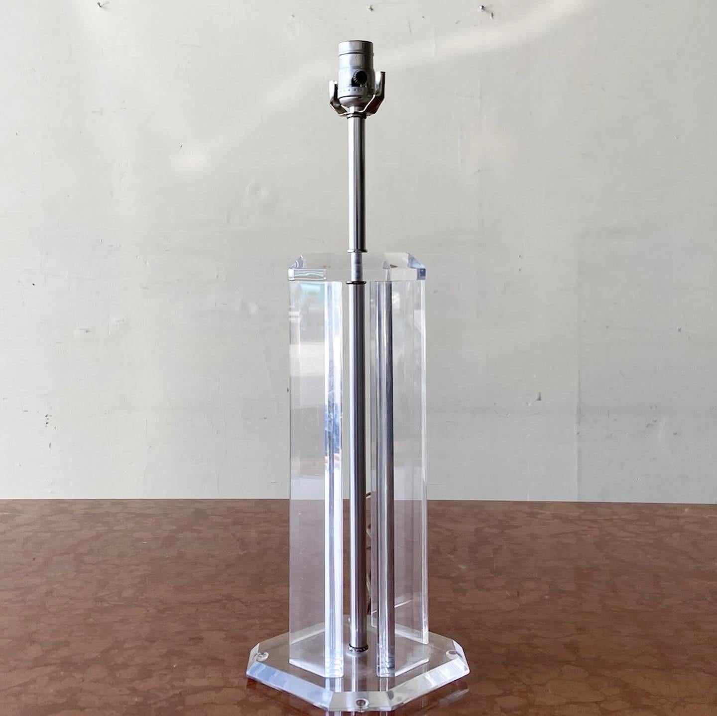 American Postmodern Lucite Pillar Table Lamp For Sale