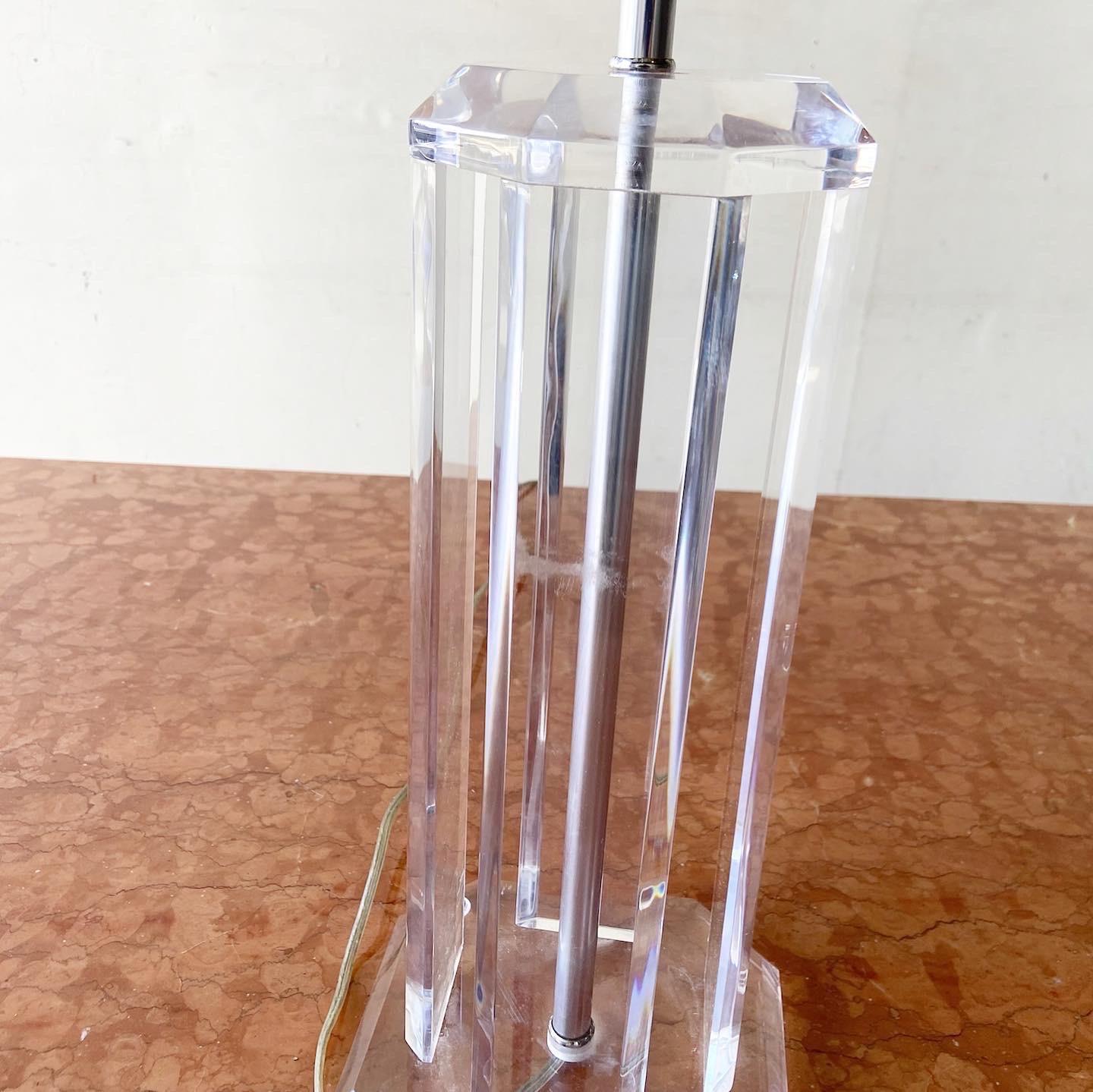Late 20th Century Postmodern Lucite Pillar Table Lamp For Sale