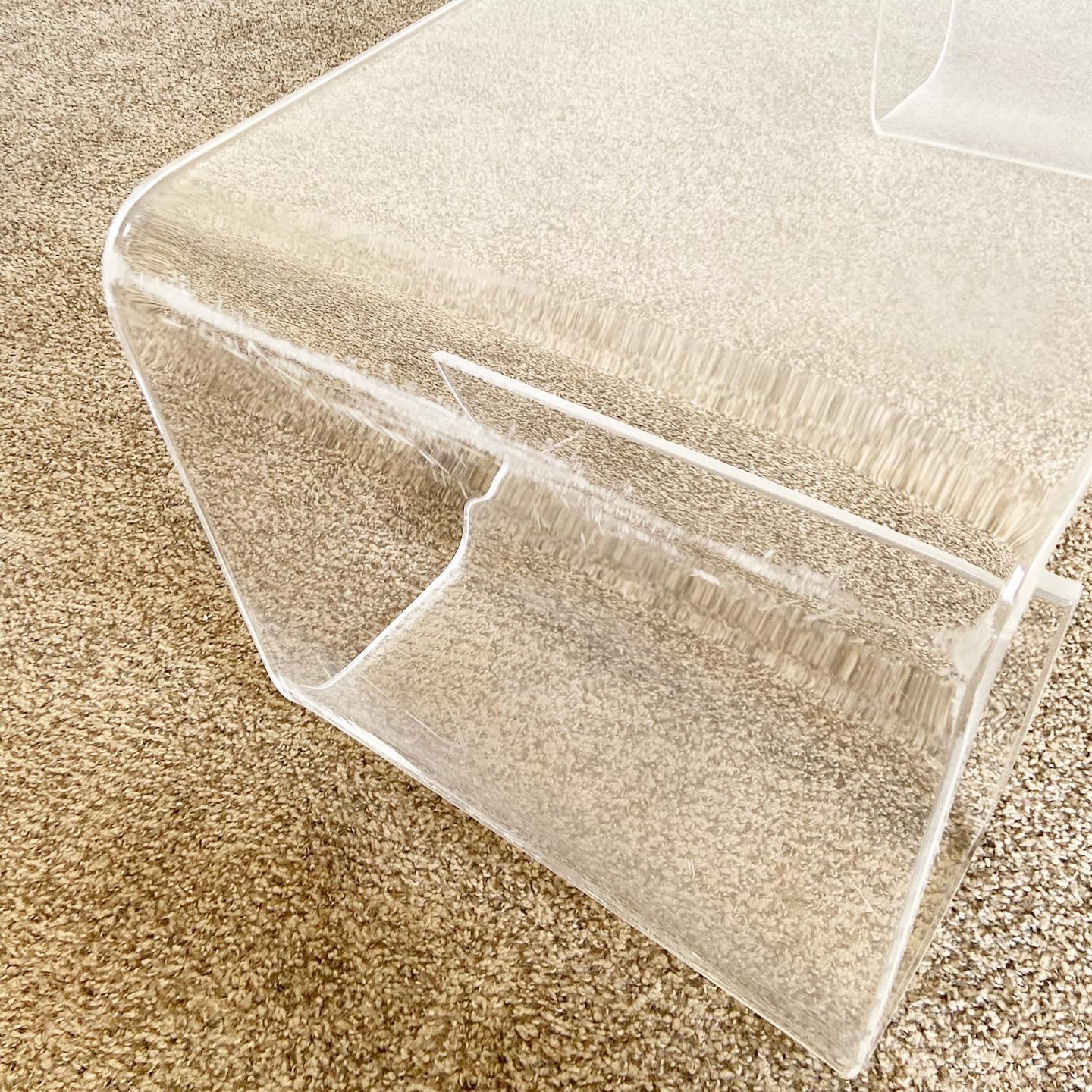 American Postmodern Lucite Scroll Bench/Coffee Table