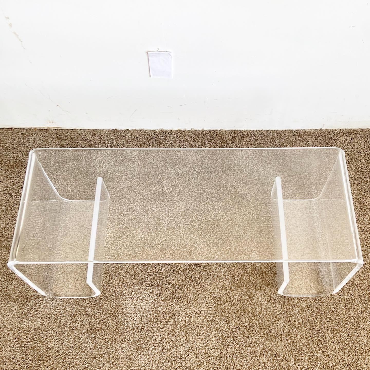 Late 20th Century Postmodern Lucite Scroll Bench/Coffee Table