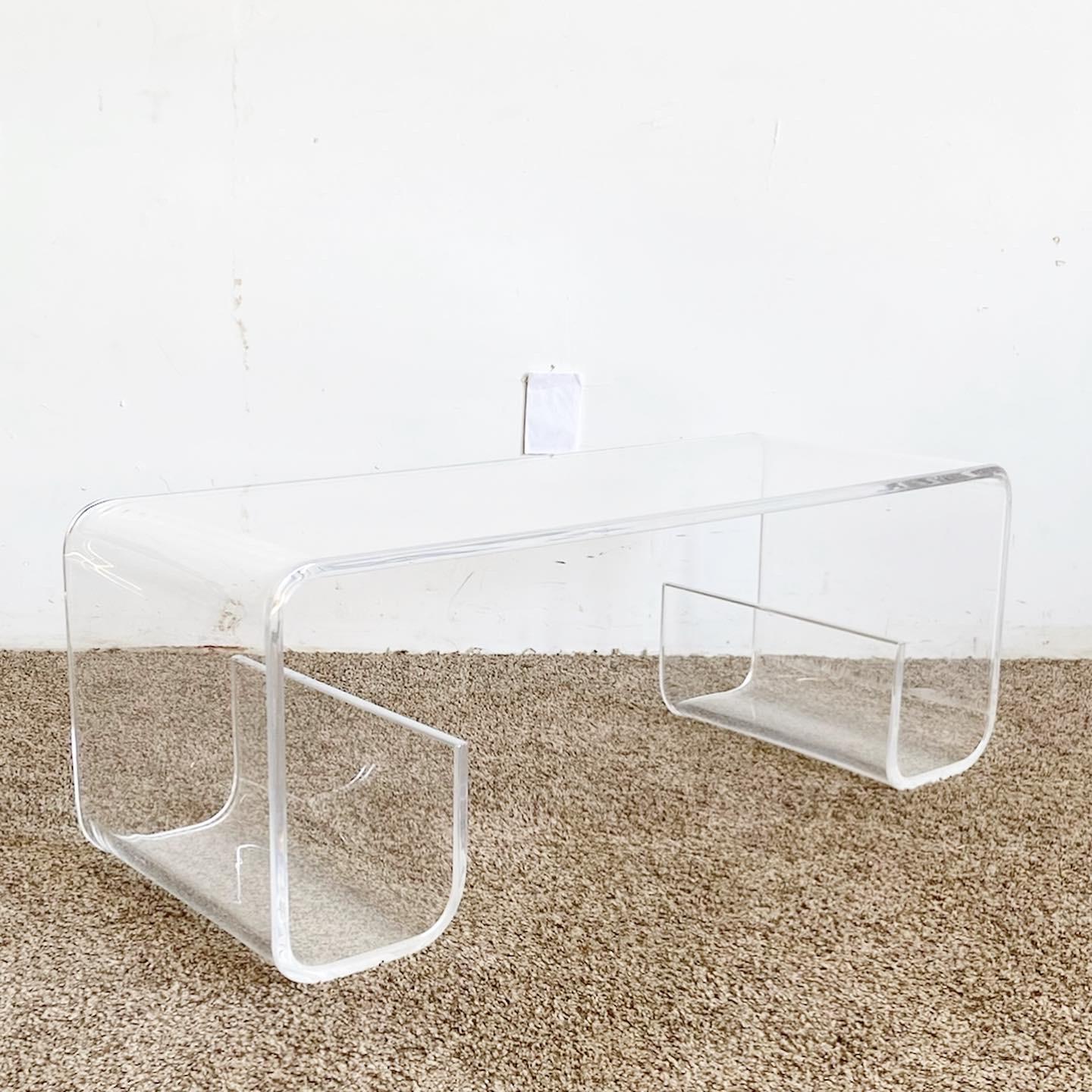 Postmodern Lucite Scroll Bench/Coffee Table 1