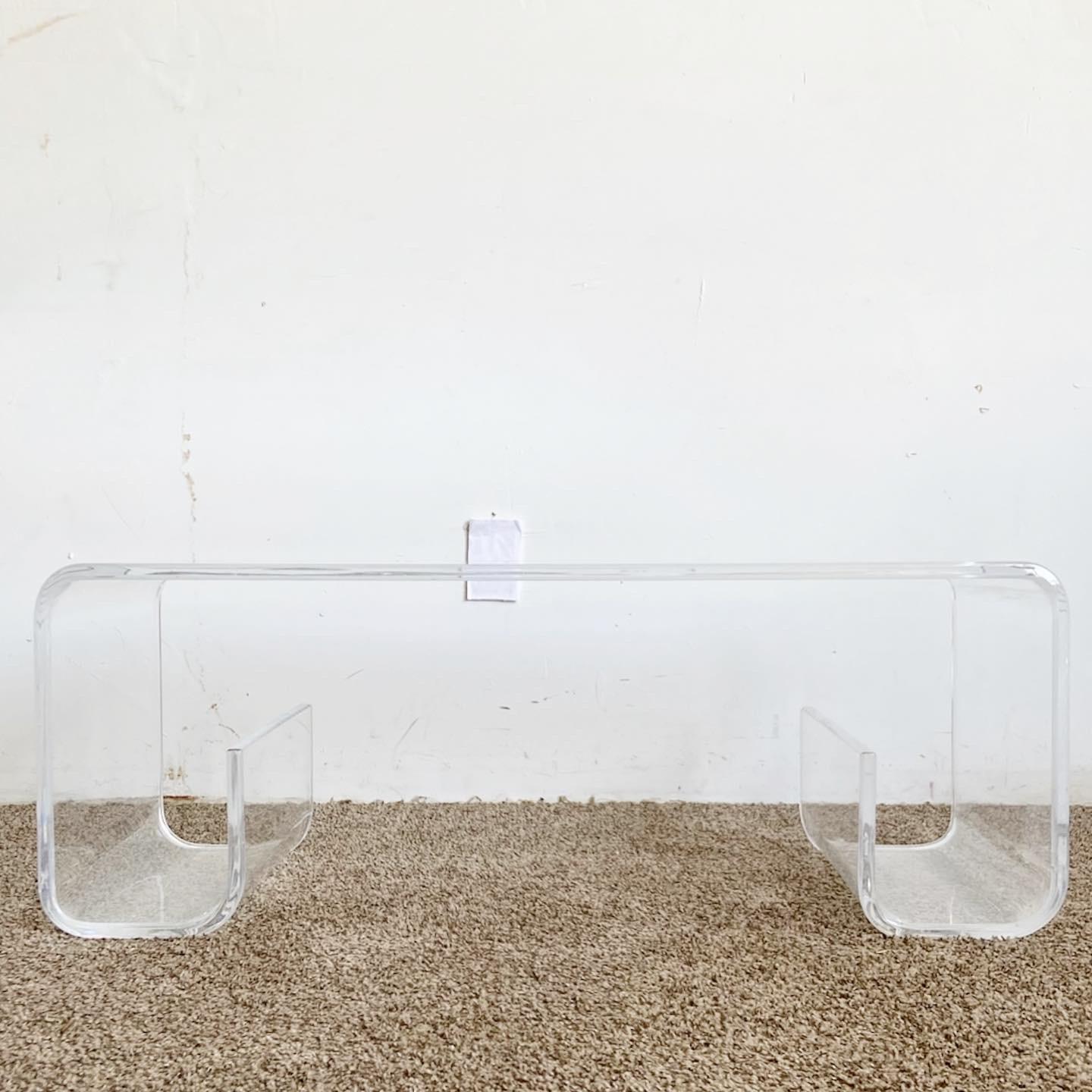 Postmodern Lucite Scroll Bench/Coffee Table 2