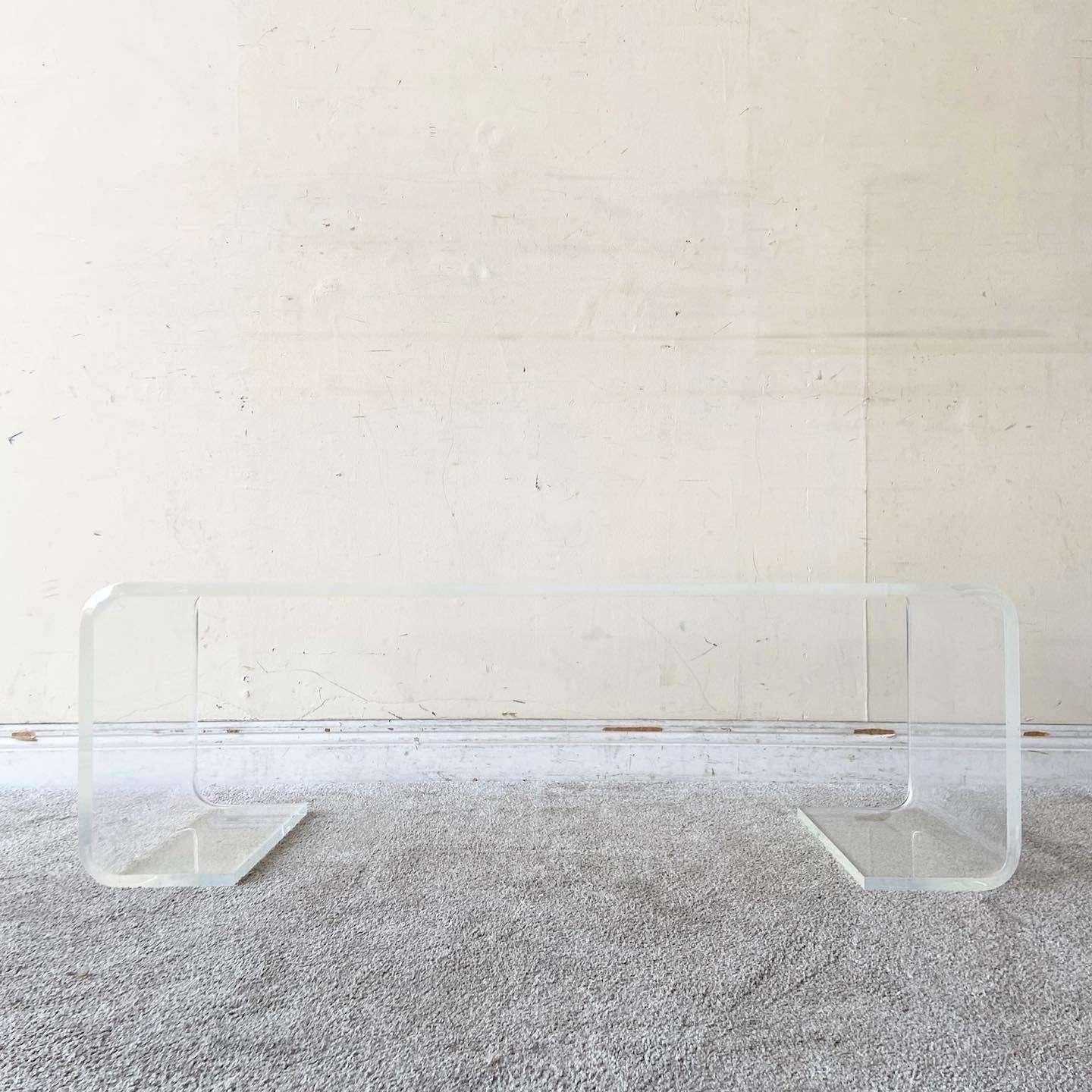 Post-Modern Postmodern Lucite Scroll Coffee Table For Sale